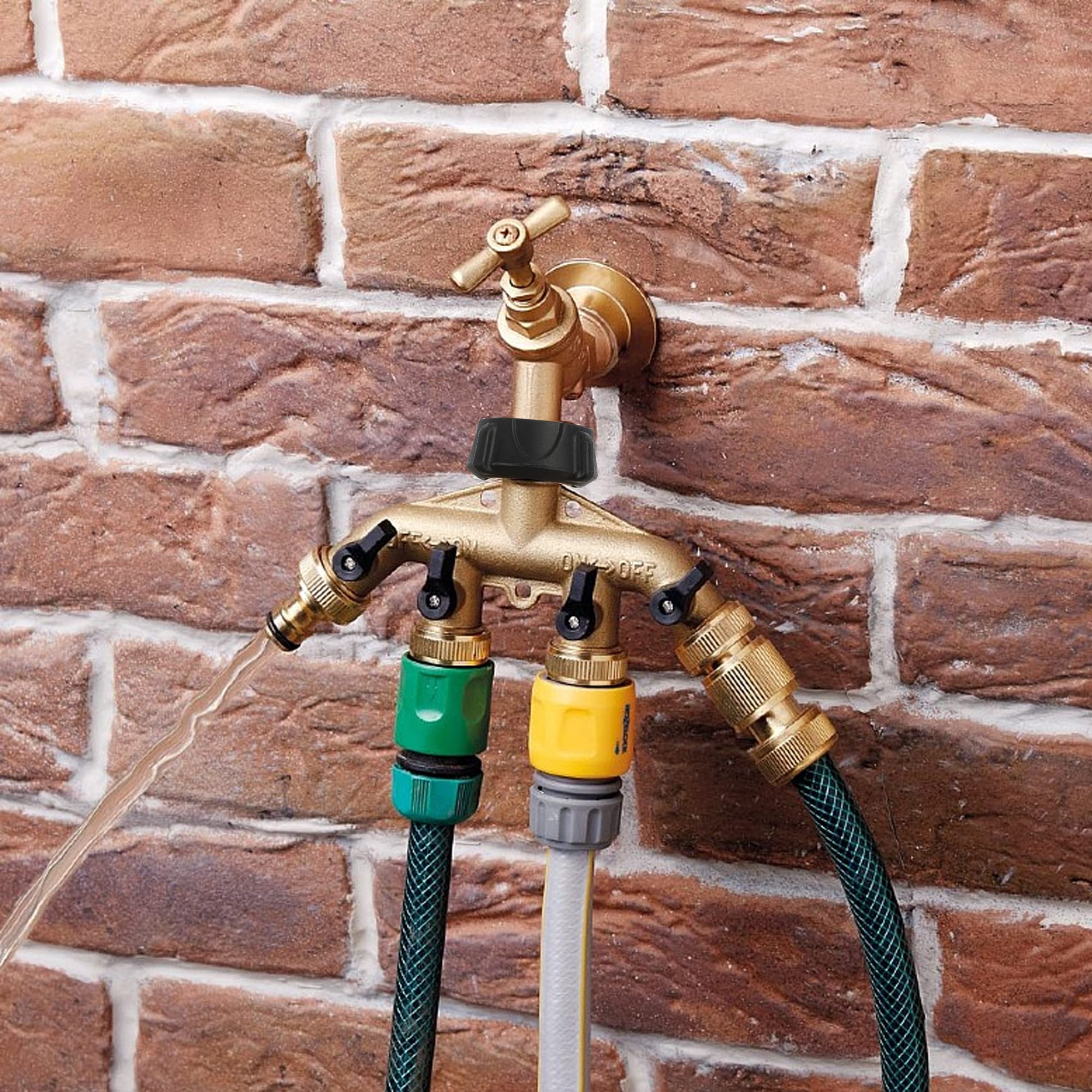 Hourleey Heavy Duty 4-Way Garden Hose Splitter - 3/4
