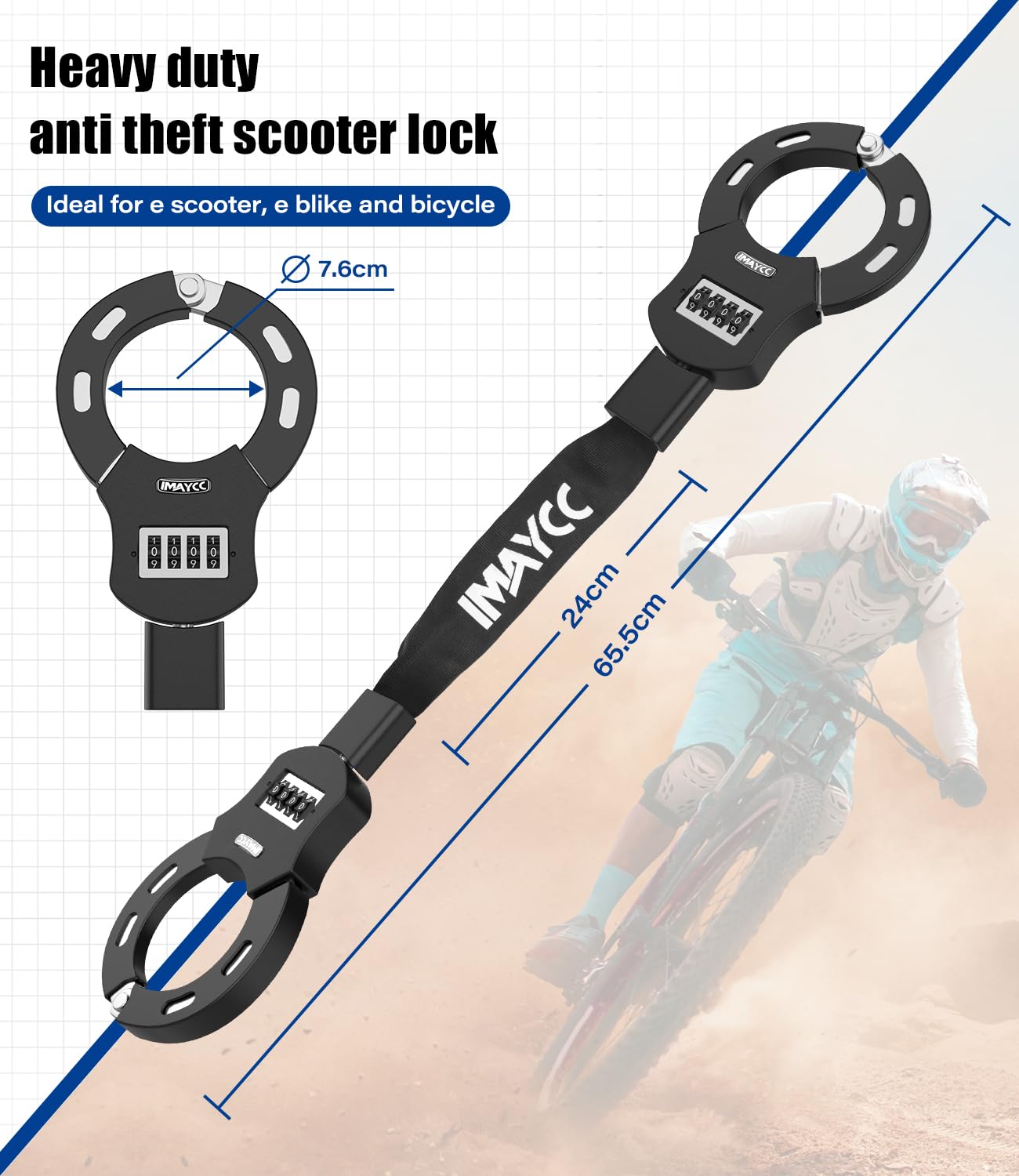 4-Digit Combination Scooter Lock - Heavy Duty Anti-Theft Keyless Bike Lock for E-Scooters, Bicycles, Motorcycles & Doors | Secure Parking, Commuting & Outdoor Use