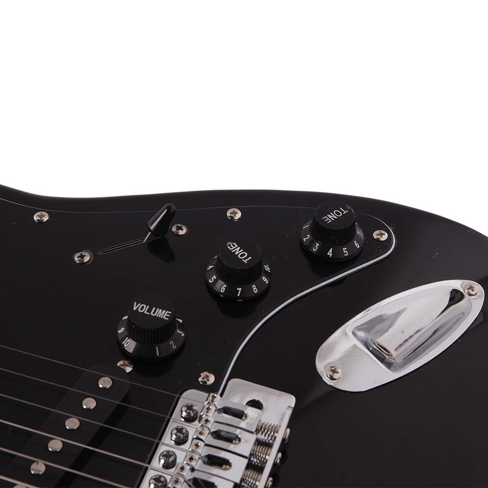 Premium Electric Guitar Kit with Black Pickguard, 10W Amplifier, Gig Bag, Picks & Accessories - Complete Starter Set for Beginners & Professionals | Perfect for Home Practice, Studio Recording & Live Performances (Black)