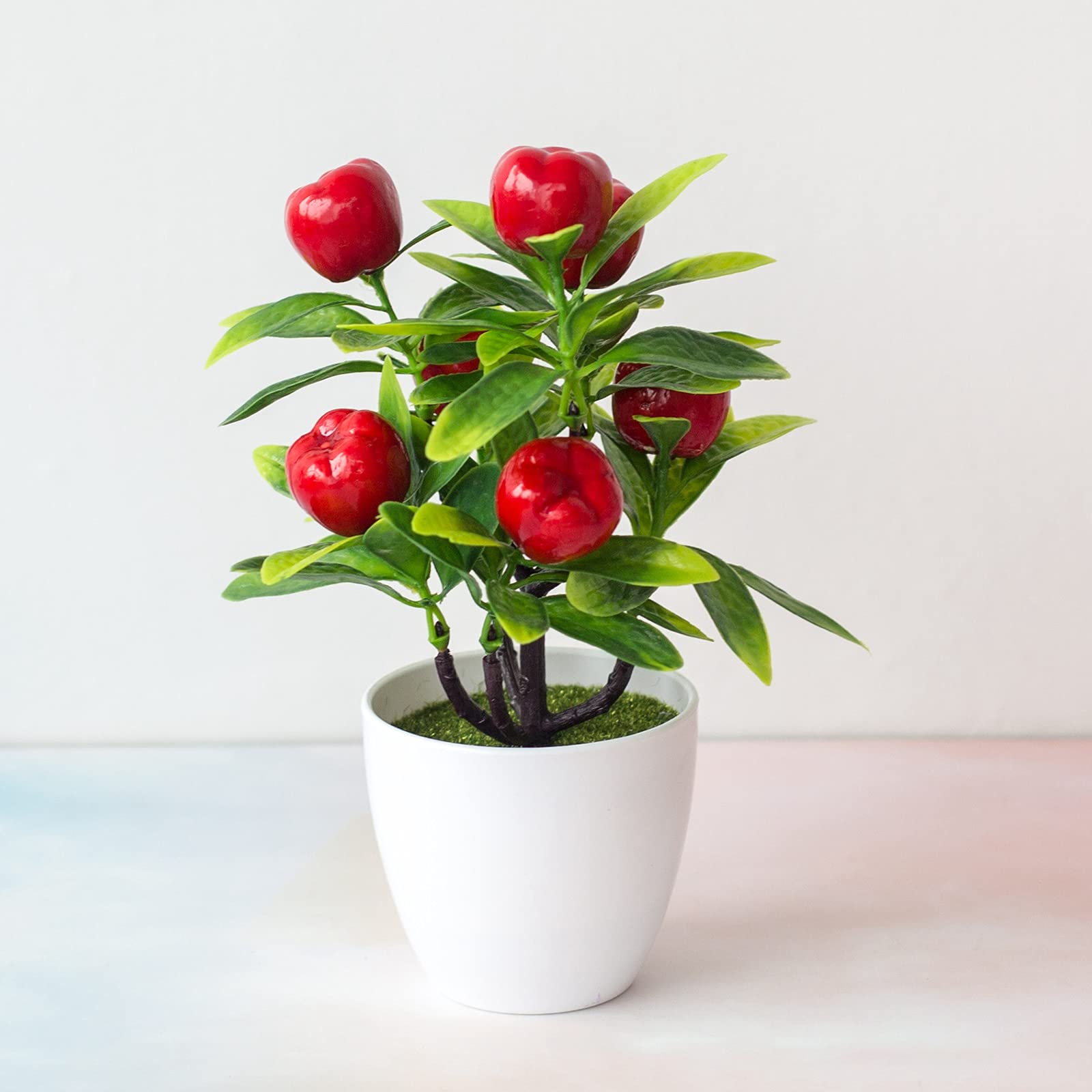 Artificial Apple Tree Potted Plant - Fake Plastic Fruit Tree Bonsai for Home Decor, Party & Living Room Tabletop Decoration | Perfect for Indoor Greenery, Wedding Centerpieces & Office Desk Decor