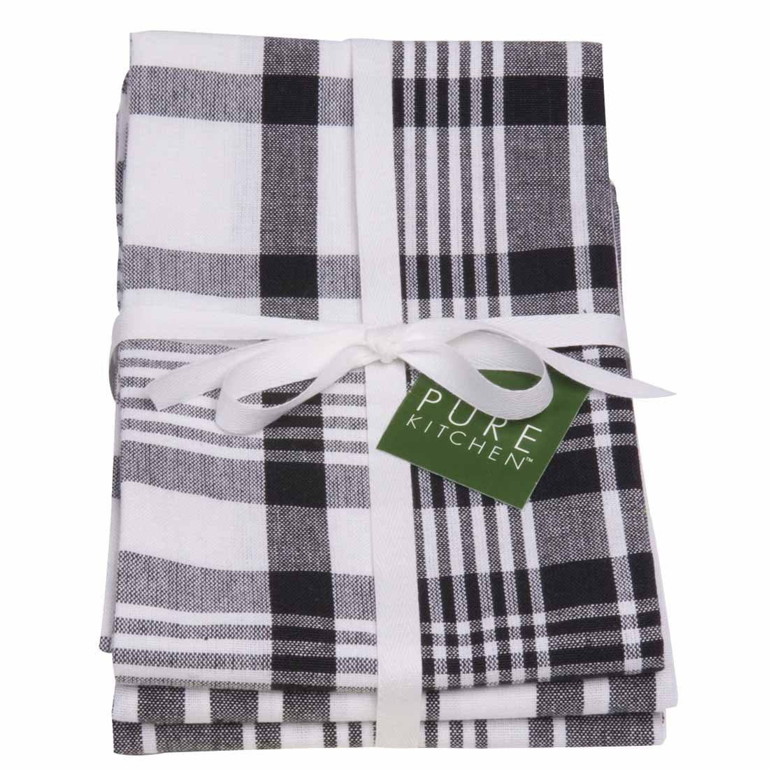 Now Designs Jumbo Pure Kitchen Towel Set of 3 - Super Absorbent & Quick-Drying Black Cotton Towels for Cooking, Cleaning & Dish Drying