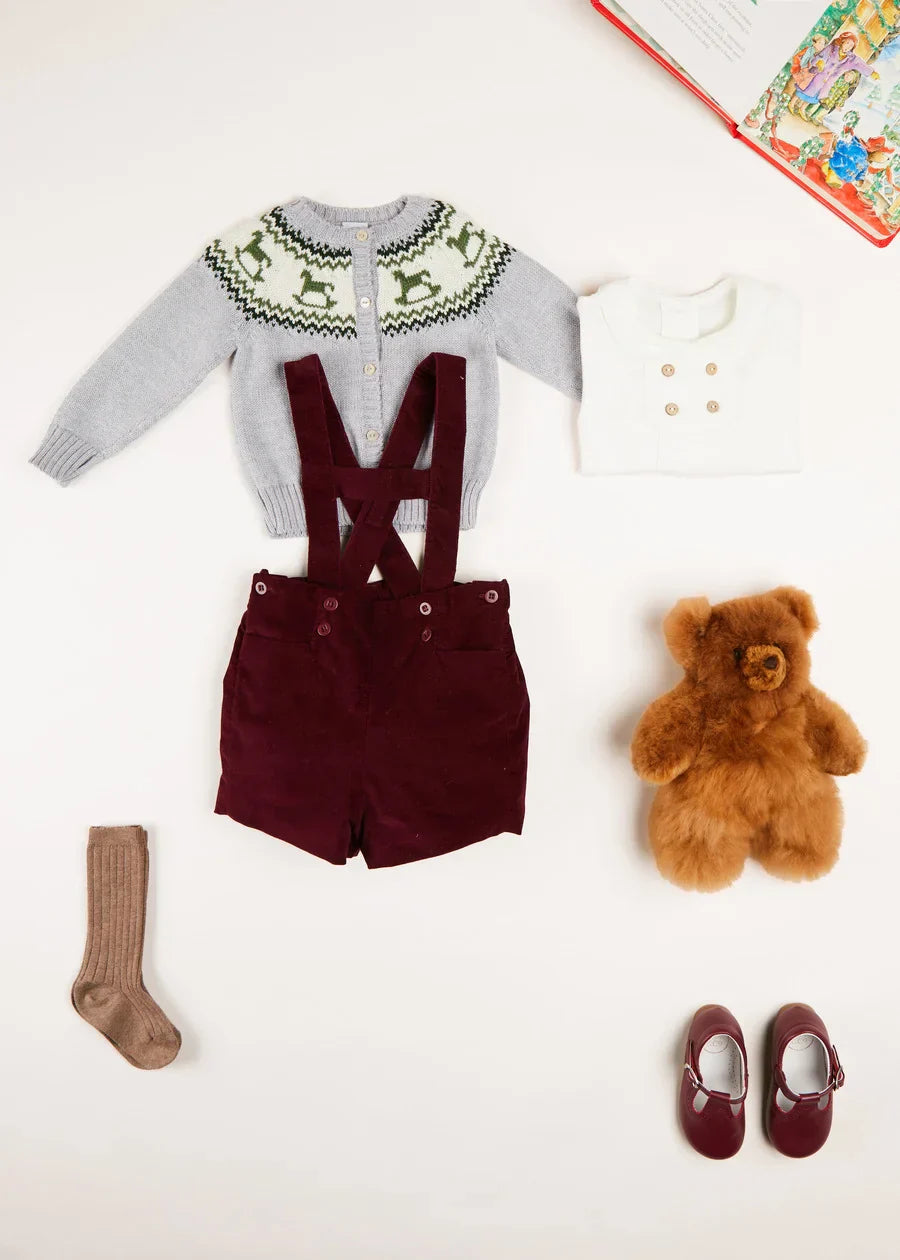 Velvet Button Detail Adjustable Shorts with Suspenders for Toddlers (18 Months to 4 Years) - Perfect for Playdates, Preschool & Family Outings