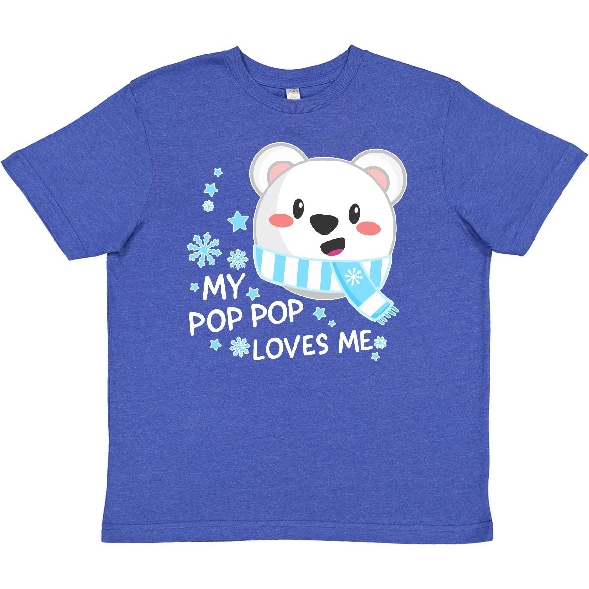 Inktastic 'My Pop Pop Loves Me' Polar Bear Graphic Youth T-Shirt - Cute Kids Casual Wear for Family Outings & Grandparents Day