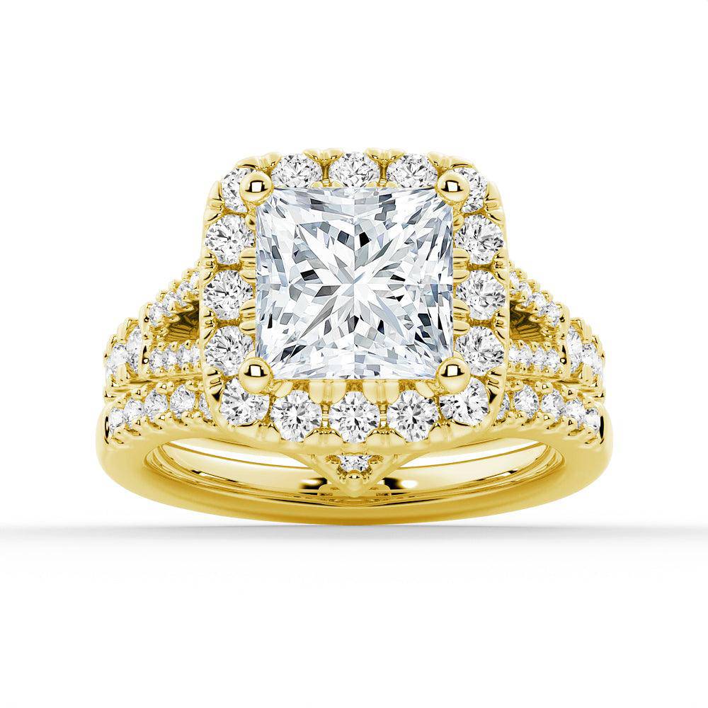Princess Cut Split Shank Moissanite Halo Engagement Ring - 1.5ct Diamond Alternative Wedding Ring for Women, Proposal Gift, Anniversary Jewelry (Perfect for Bridal, Valentine's Day & Special Occasions)