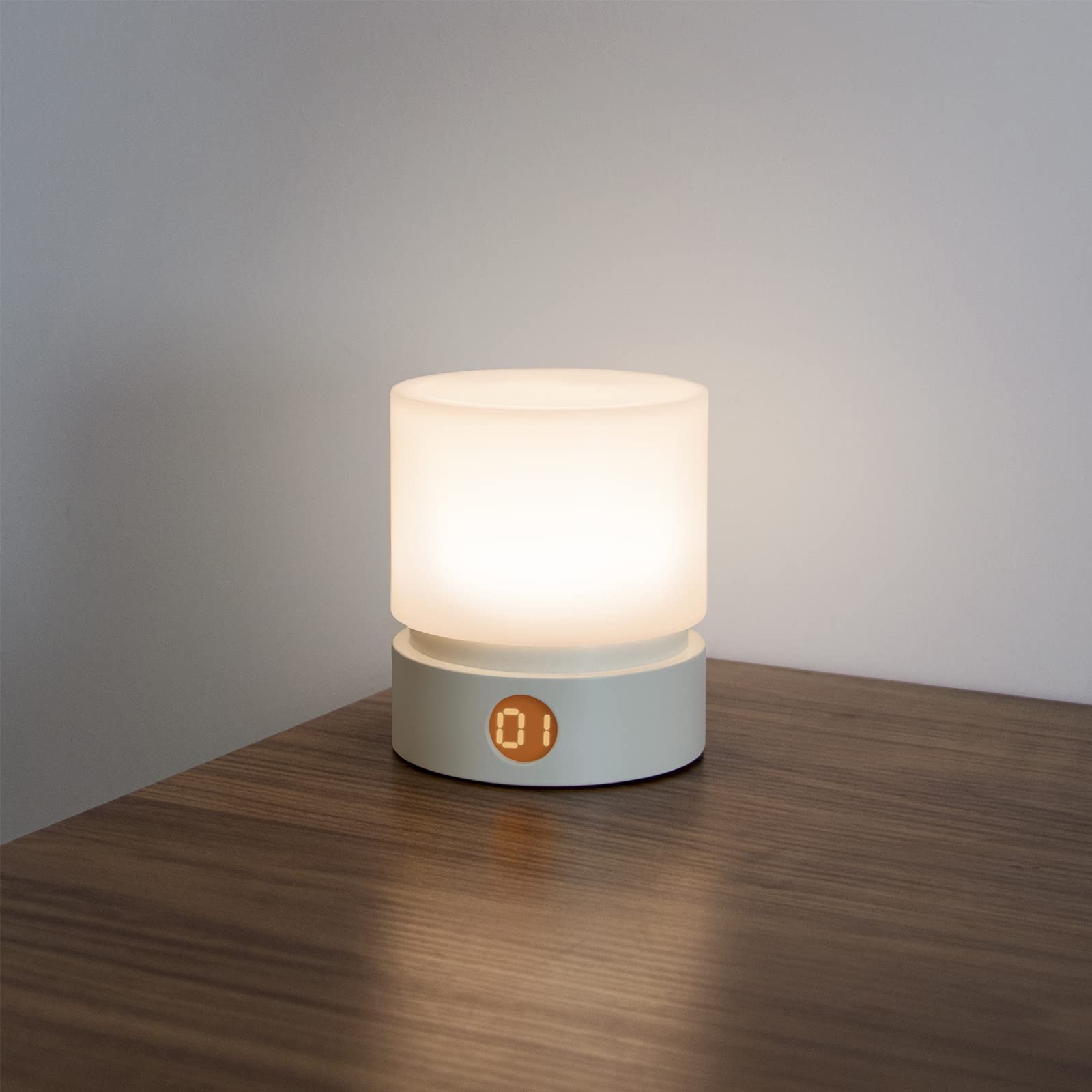 Smilodon Timer Night Light - White Dimmable Bedside Lamp for Nursery, Breastfeeding & Nightstand - Battery Operated LED Nightlight for Kids Room, Baby Nursery & Bedroom Decor