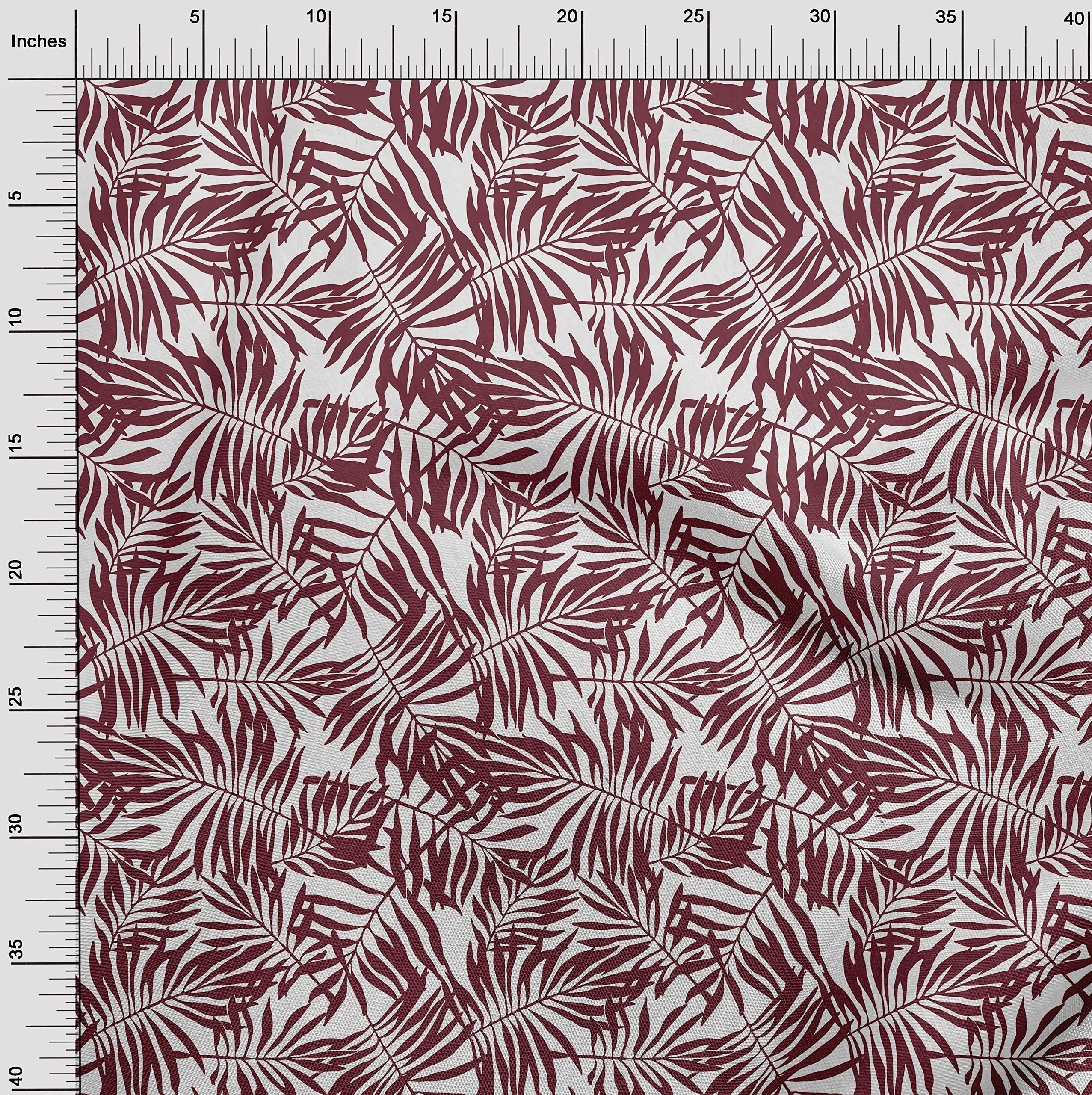 Premium Cotton Poplin Twill Maroon Fabric with Leaf Print - 56 Inch Wide by The Yard for DIY Clothing, Dresses, Quilting & Home Decor Sewing Supplies | Perfect for Crafting, Apparel & Upholstery Projects