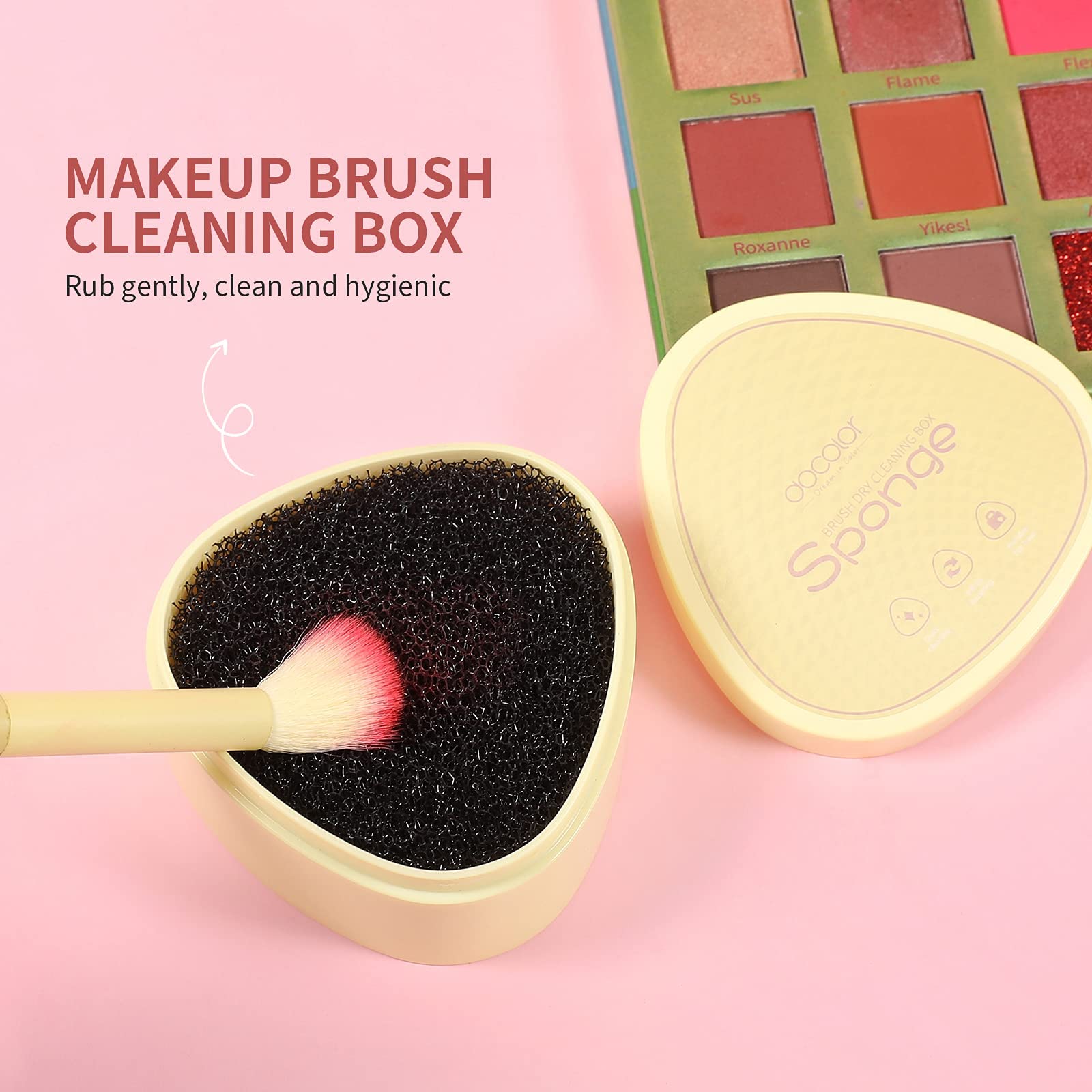 Docolor 3-in-1 Makeup Brush Cleaner Set with Solid Coconut Oil Cleanser, Color Removal Sponge & Cleaning Mat - Professional Brush Shampoo for Blenders & Eyeshadow Brushes | Perfect for Home Salon & Travel Makeup Kit