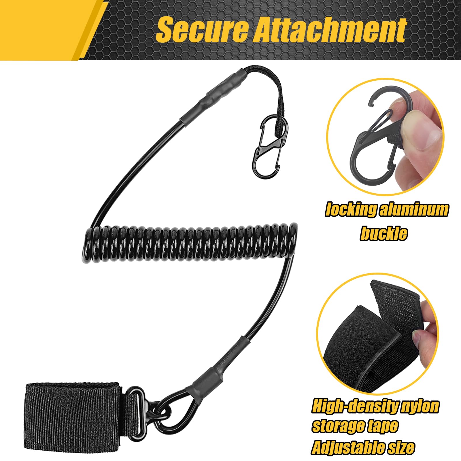 Safety Fall Protection Lanyard for Power Tools - Adjustable Tool Tether with Carabiner Clip, Holds 2.5