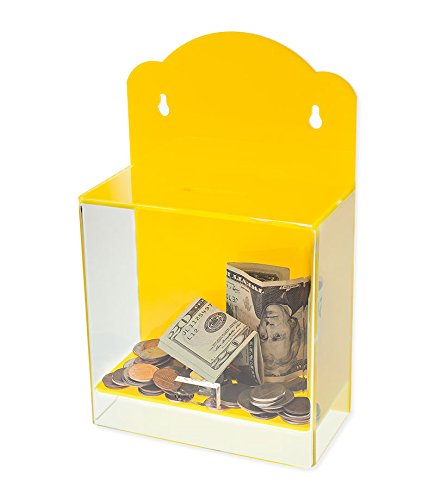 Premium Clear Acrylic Donation Box with Lock - Wall Mount or Countertop Collection Box for Cash, Tickets & Donations - Ideal for Churches, Events, Retail Stores & Fundraisers