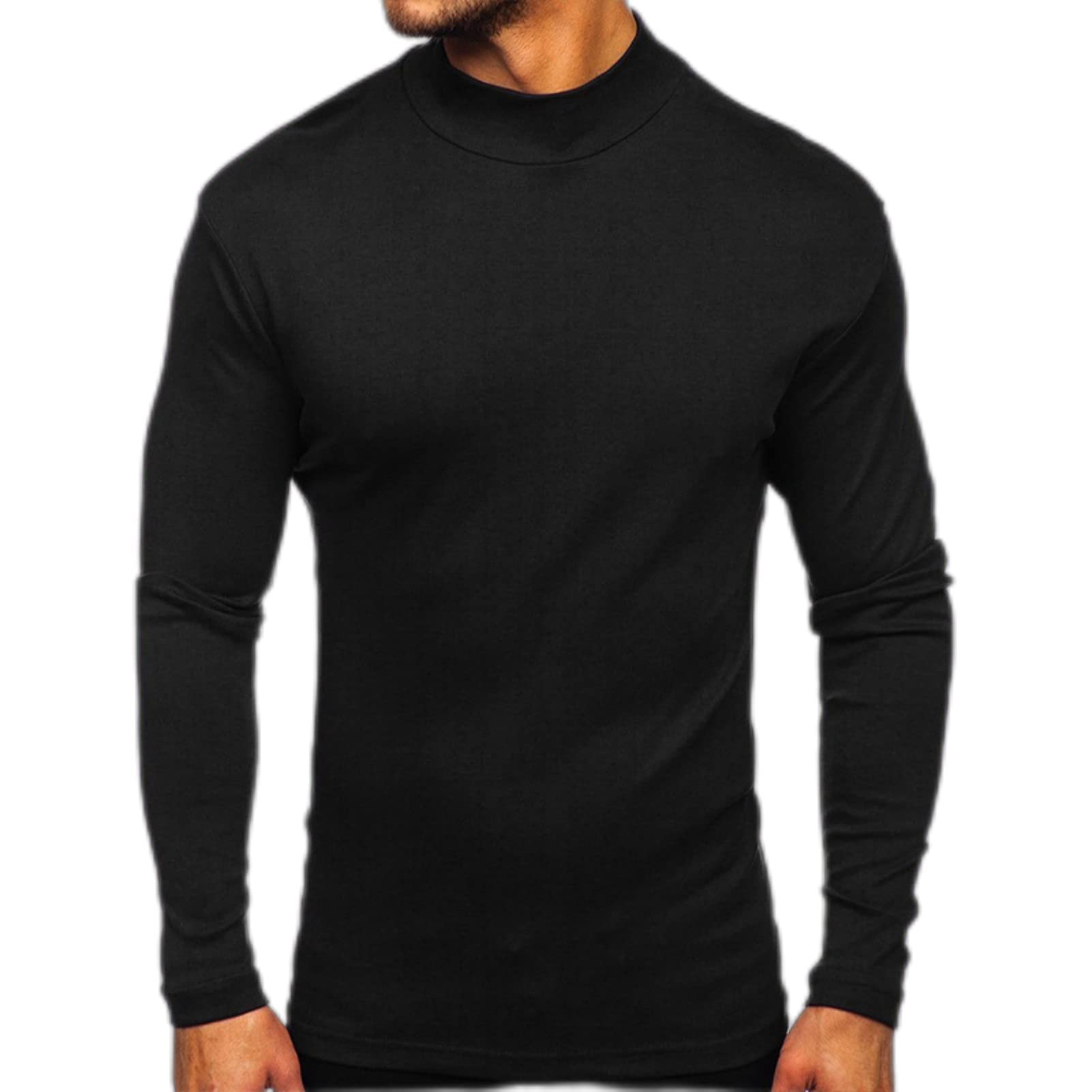 Men's Slim Fit Stretch Turtleneck Sweater - Long Sleeve Pullover Mock Neck Basic Undershirt for Winter Layering & Business Casual Outfits