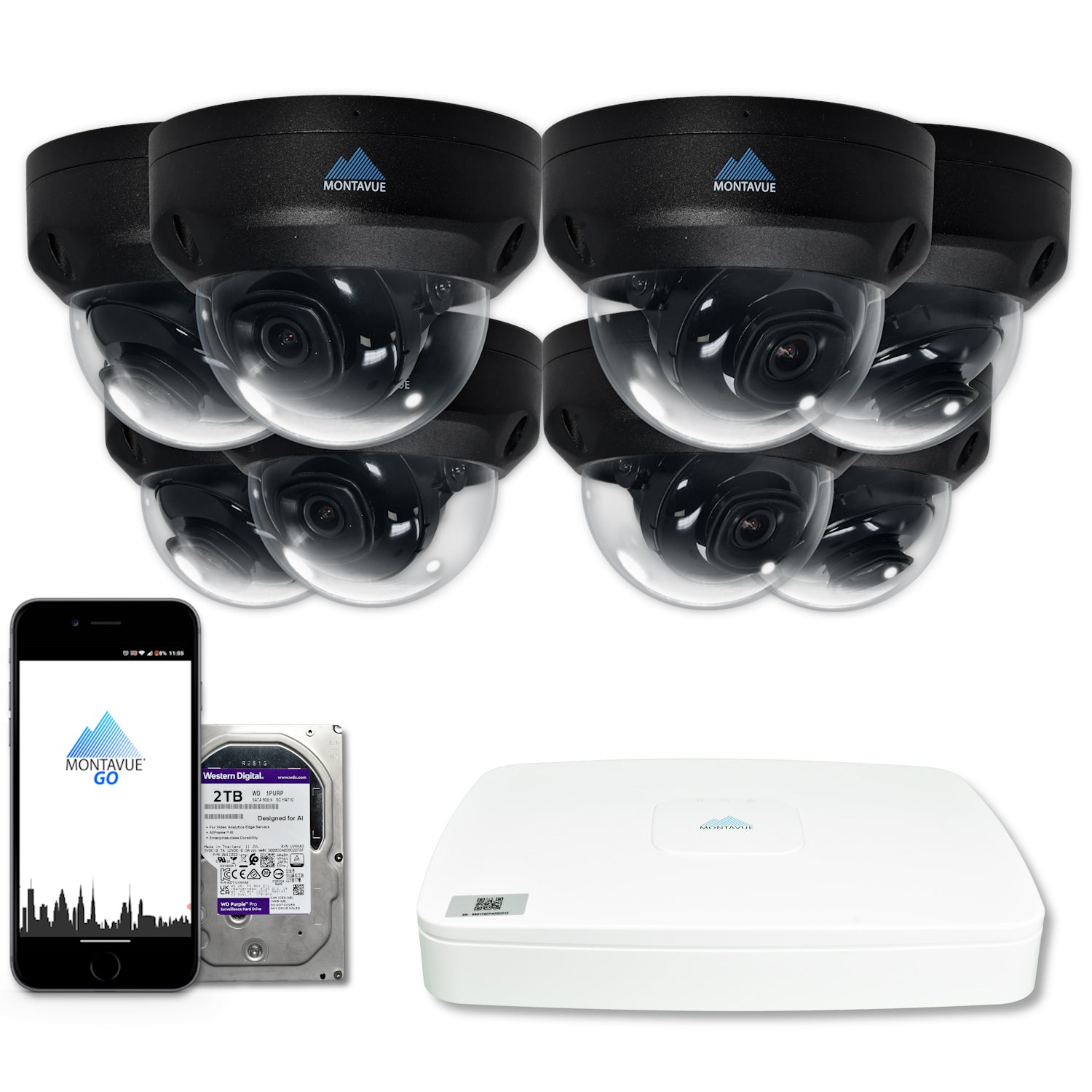 MTD4095 4MP 2K Security Camera System - 8 Channel NVR with 2TB HDD & SMD+Dome Cameras for Home/Office Surveillance | Indoor/Outdoor Use