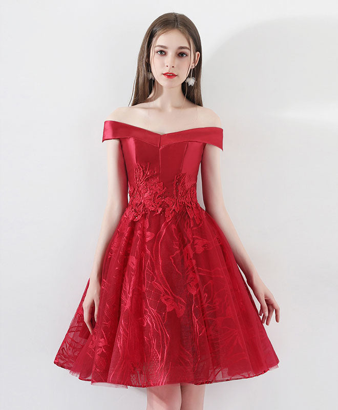 Elegant Burgundy Lace Tulle Short Prom Dress for Homecoming - Perfect for Dances, Parties & Special Occasions