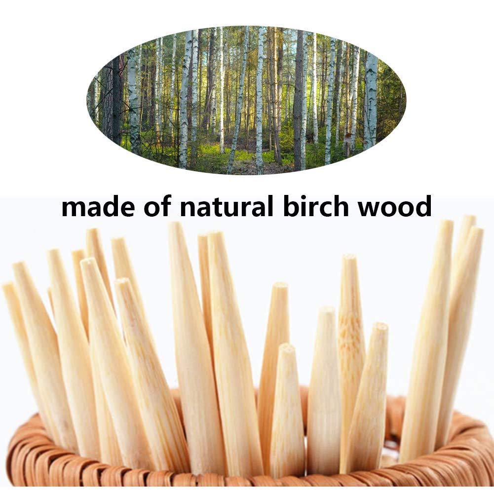 Natural Wooden Candy Apple Skewer Sticks - 6mm x 5.25 Inch Semi-Pointed BBQ Sticks for Caramel Apples, Cotton Candy, Rock Candy, Lollipops & Corn Dogs - Perfect for Halloween Treats, Party Snacks & Summer Barbecues