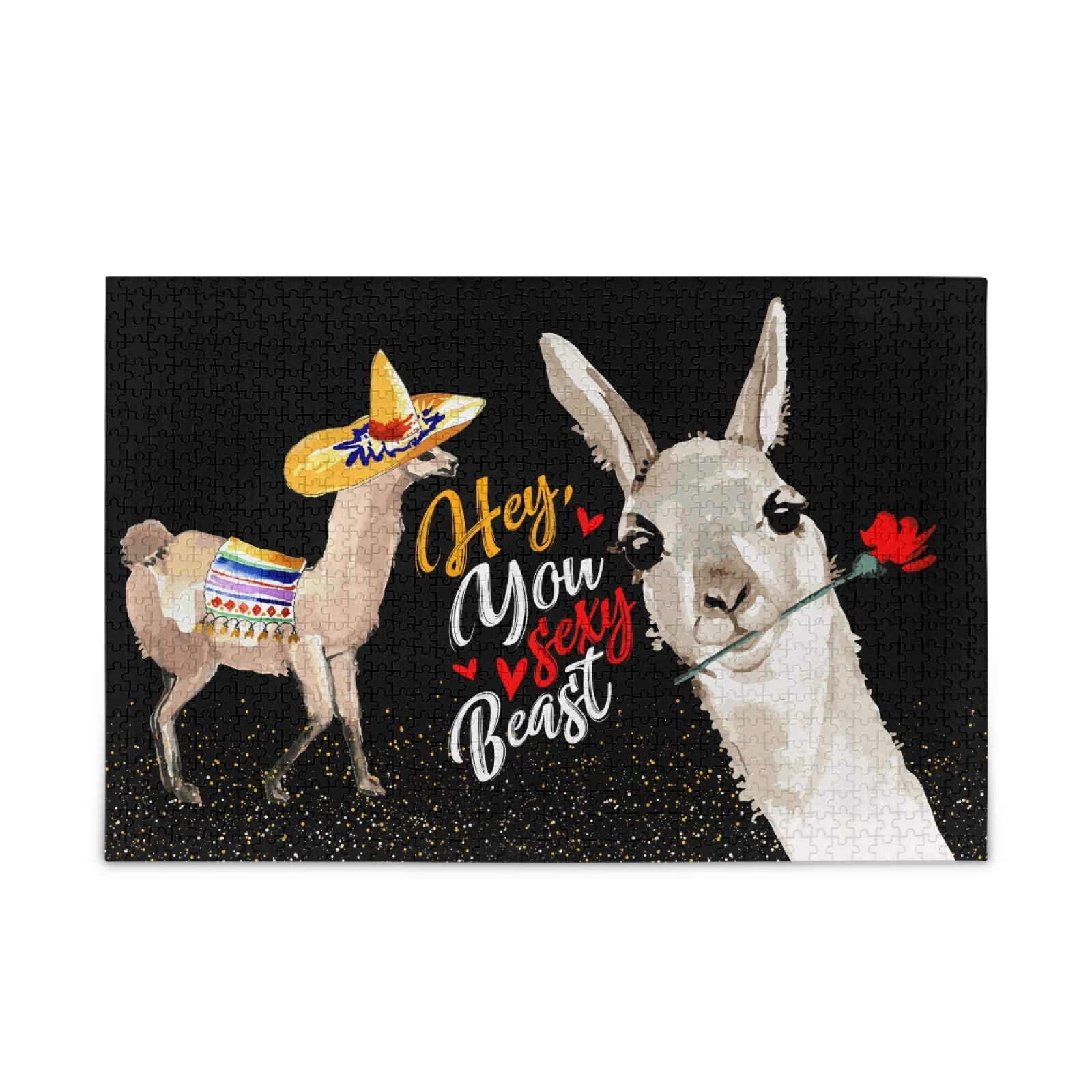 500-Piece Cute Llama Alpaca Flower Jigsaw Puzzle for Kids & Adults - Colorful Challenging Family Game for Birthday Parties & Rainy Day Activities