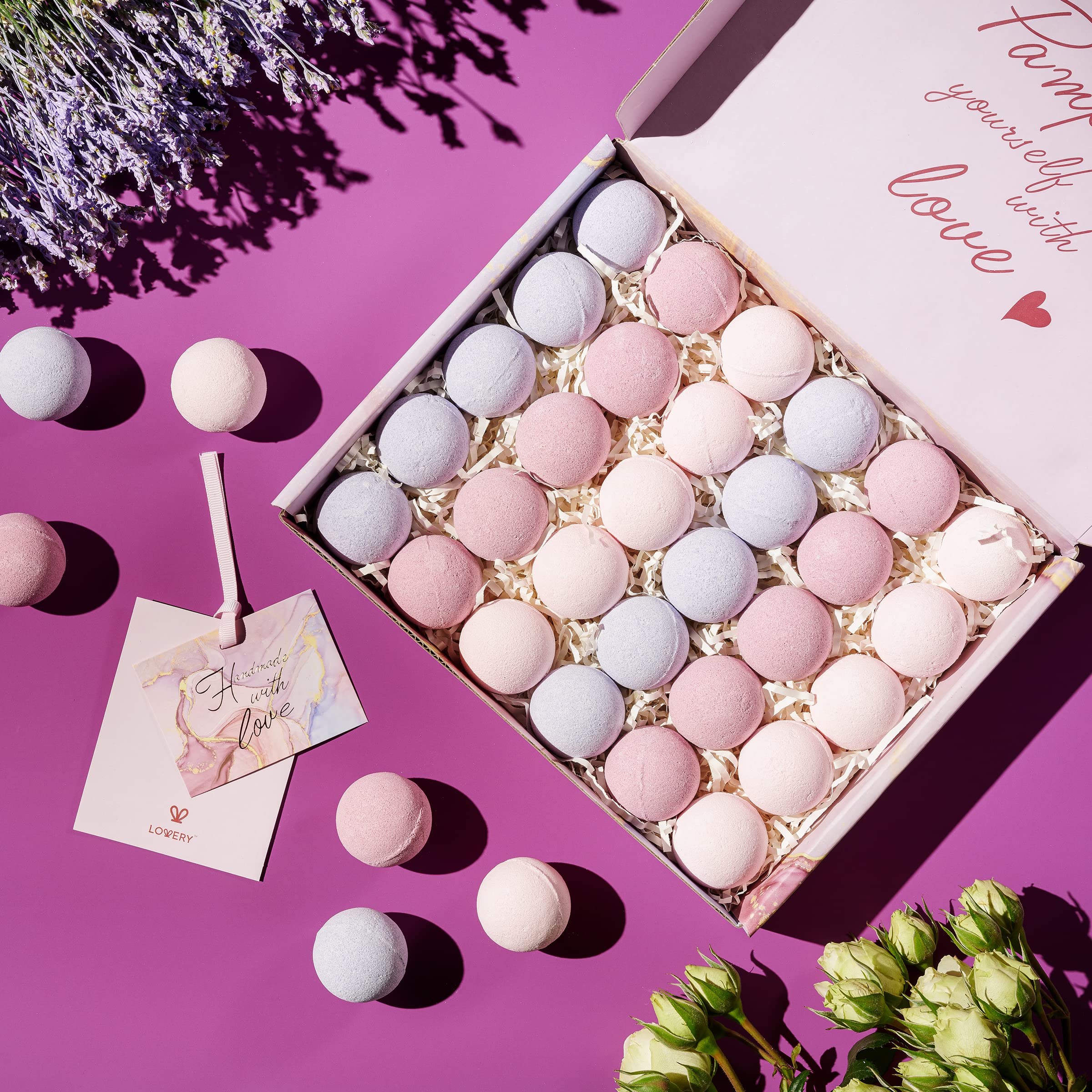 30pc Handmade Marbleized Bath Bombs Gift Set - Multi-Scented Aromatherapy Bubble Fizzies for Women, Men & Mom | Perfect Birthday, Spa & Relaxation Gifts for Her, Him & Parents | Ideal for Self-Care, Stress Relief & Luxury Bath Time