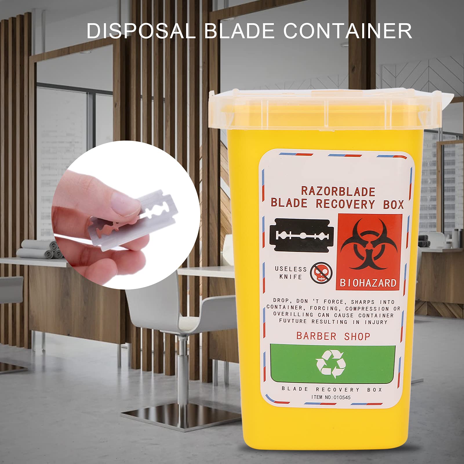 Blade Disposal Container for Barbershop & Salon - Safe Shaving Blade Disposal Box with Lid - Yellow Razor Blade Collector for Professional & Home Use - Perfect for Salon Hygiene & Personal Grooming Safety