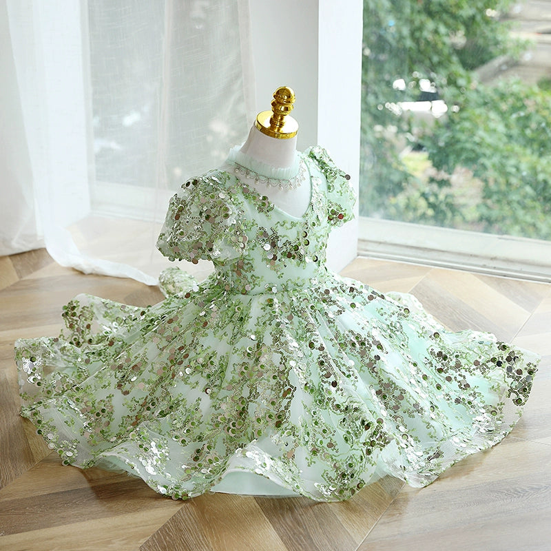 Sparkly Baby Girl Christmas Dress with Sequins - Toddler Pageant Gown, First Communion & Princess Party Dress for Holiday Photos & Special Occasions