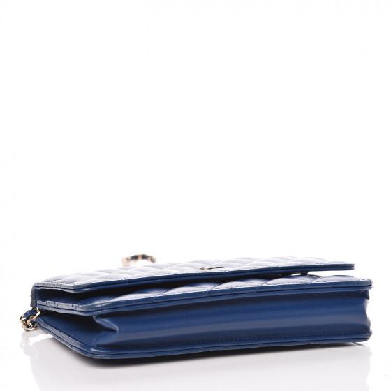 Chanel Wallet On Chain WOC - Quilted Lambskin Leather Crossbody Bag in Dark Blue with Gold-Tone Hardware | Perfect for Evening Events, Date Nights & Luxury Fashion Accessories