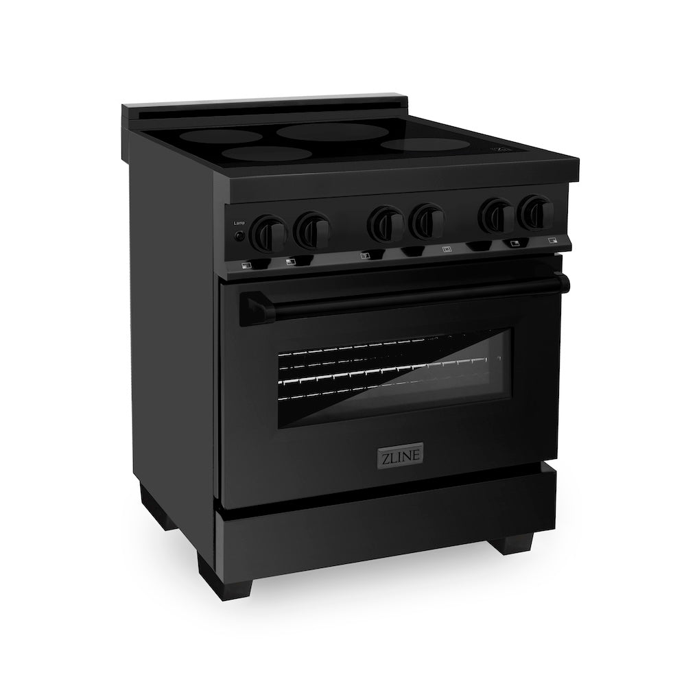 ZLINE 30 Inch 4.0 Cu Ft Black Stainless Steel Induction Range with 4-Element Cooktop & Electric Oven - Perfect for Modern Kitchens & Professional Cooking (RAIND BS 30)