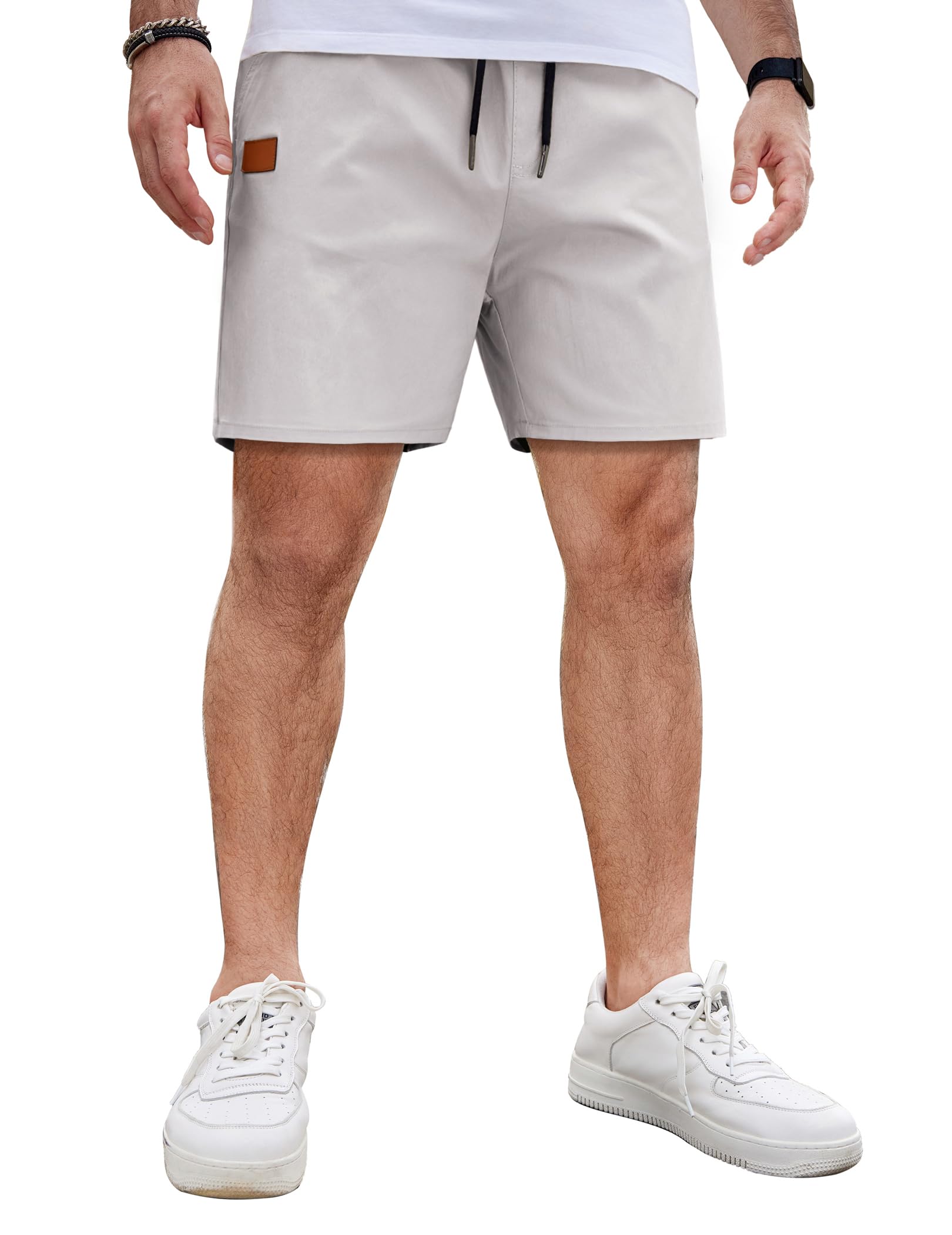 COOFANDY Men's 5 Inch Casual Cotton Shorts - Lightweight Summer Beach Shorts with Drawstring Elastic Waist | Perfect for Golf, Swimming, Travel & Outdoor Activities