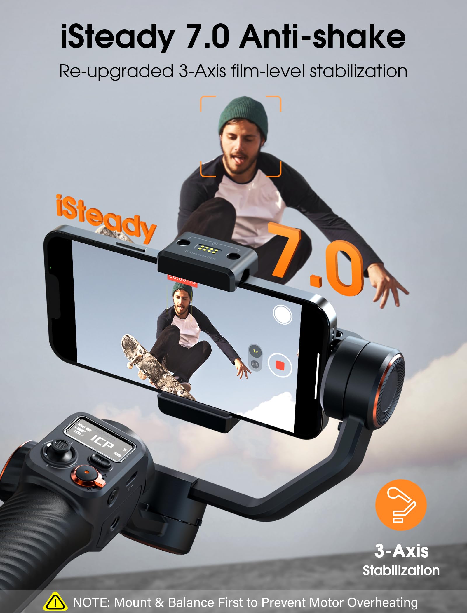 Hohem iSteady M6 3-Axis Smartphone Gimbal Stabilizer for iPhone 14 Pro Max & Android - 2023 Upgrade with OLED Display, 360° Infinite Rotation - Perfect for Vlogging, Travel Videos & Social Media Content Creation