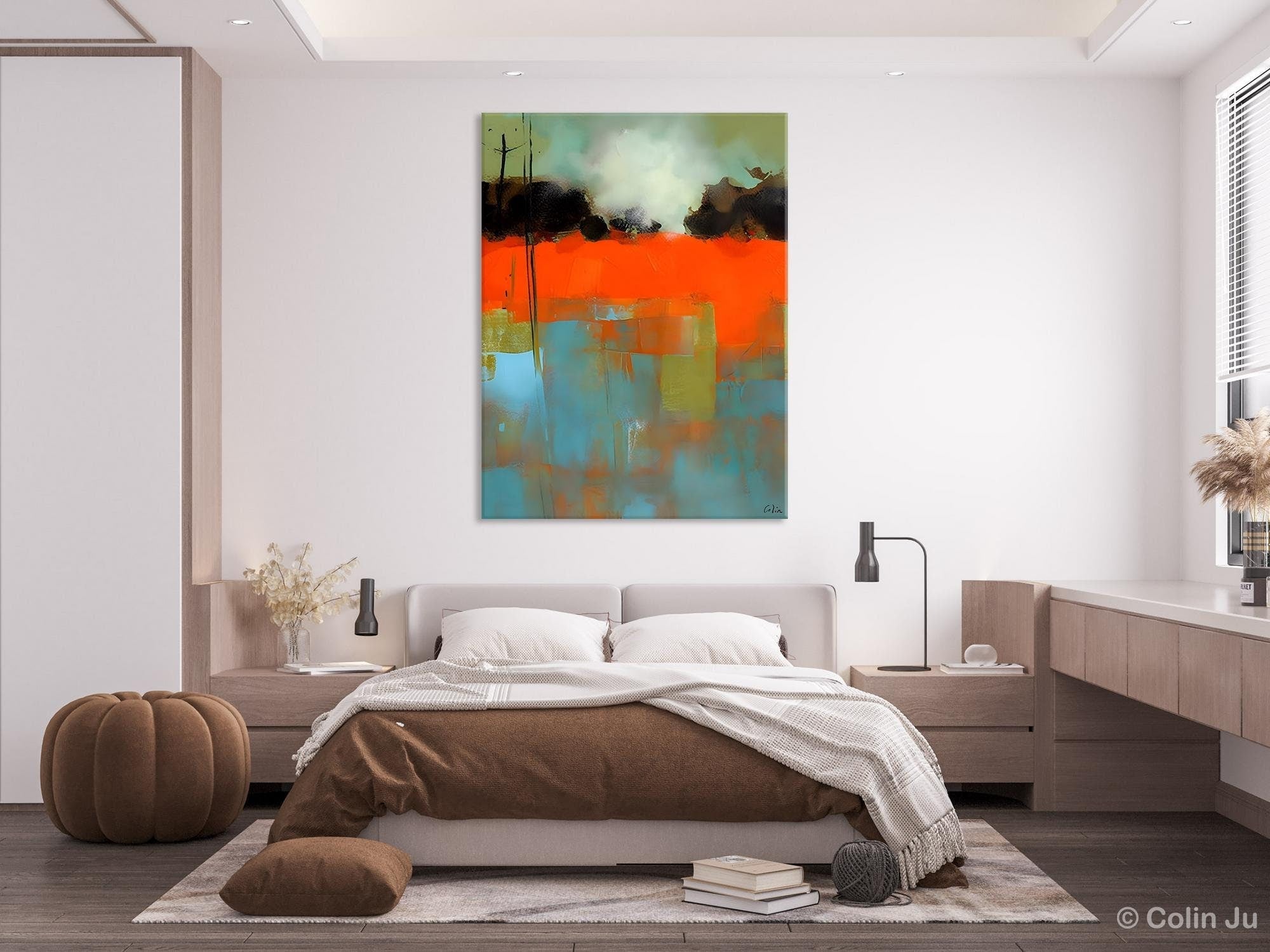 Modern Abstract Landscape Canvas Art - Large Contemporary Acrylic Wall Painting for Bedroom Decor | Original Handmade Artwork for Living Room, Office & Home Interior Design