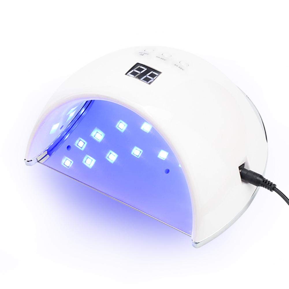 48W UV LED Nail Lamp - Professional Gel Curing Dryer with Sensor Timer for Manicure & Nail Art | Perfect for Home Salon, Nail Studio & DIY Nail Care [White]