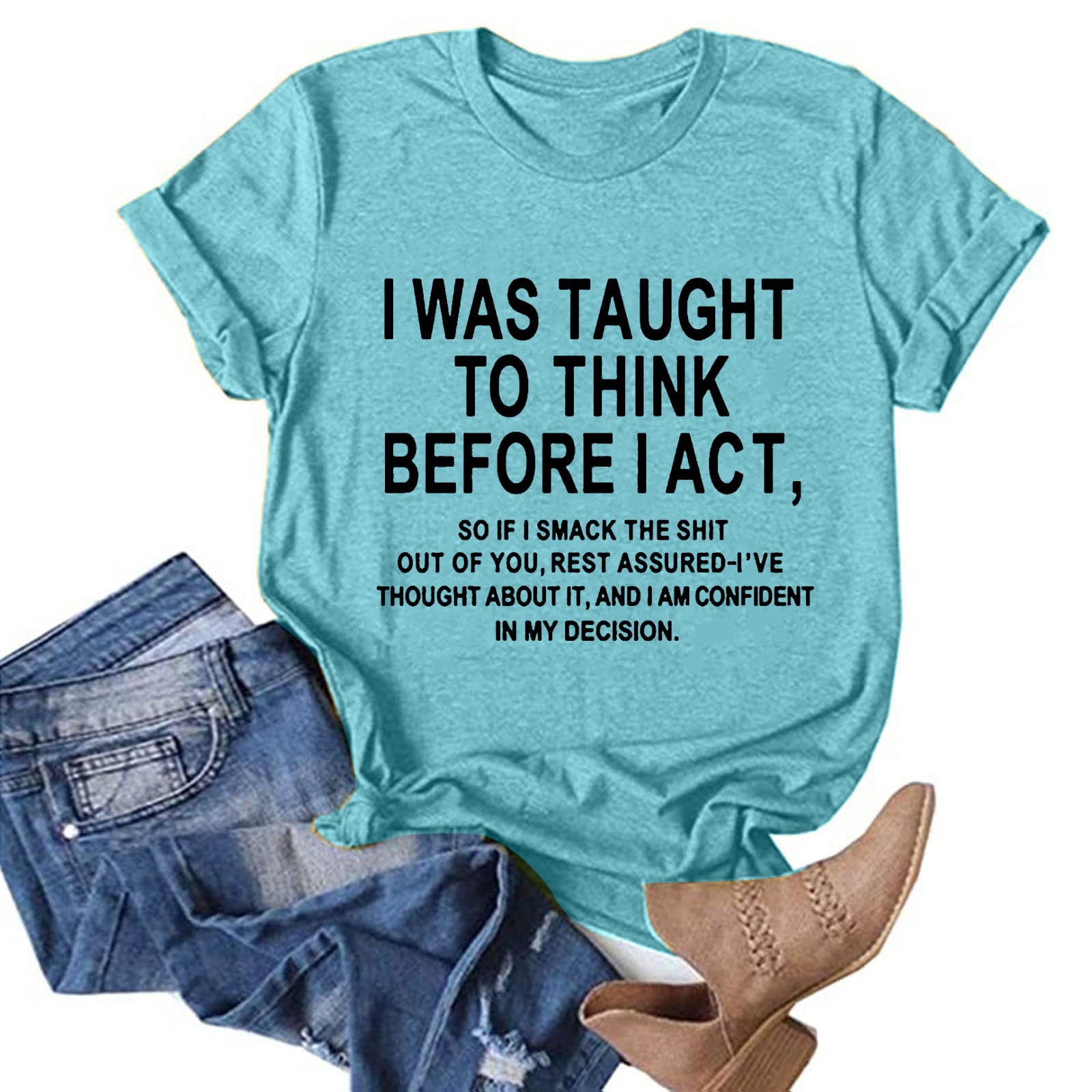 Funny Cute Printed Graphic T-Shirts for Women - Short Sleeve Crewneck Summer Casual Loose Fit Tee - Perfect for Everyday Wear, Weekend Outings & Vacation