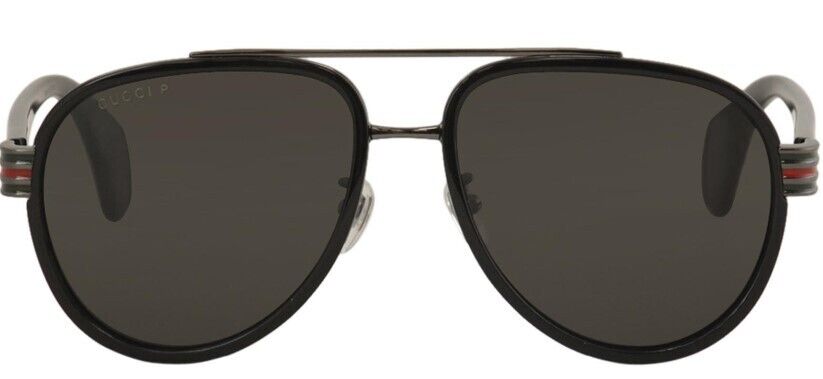 Gucci GG 0447S 001 Black/Grey Polarized Oversized Oval Sunglasses for Men - UV Protection & Fashion Statement - Perfect for Driving, Beach & Outdoor Activities