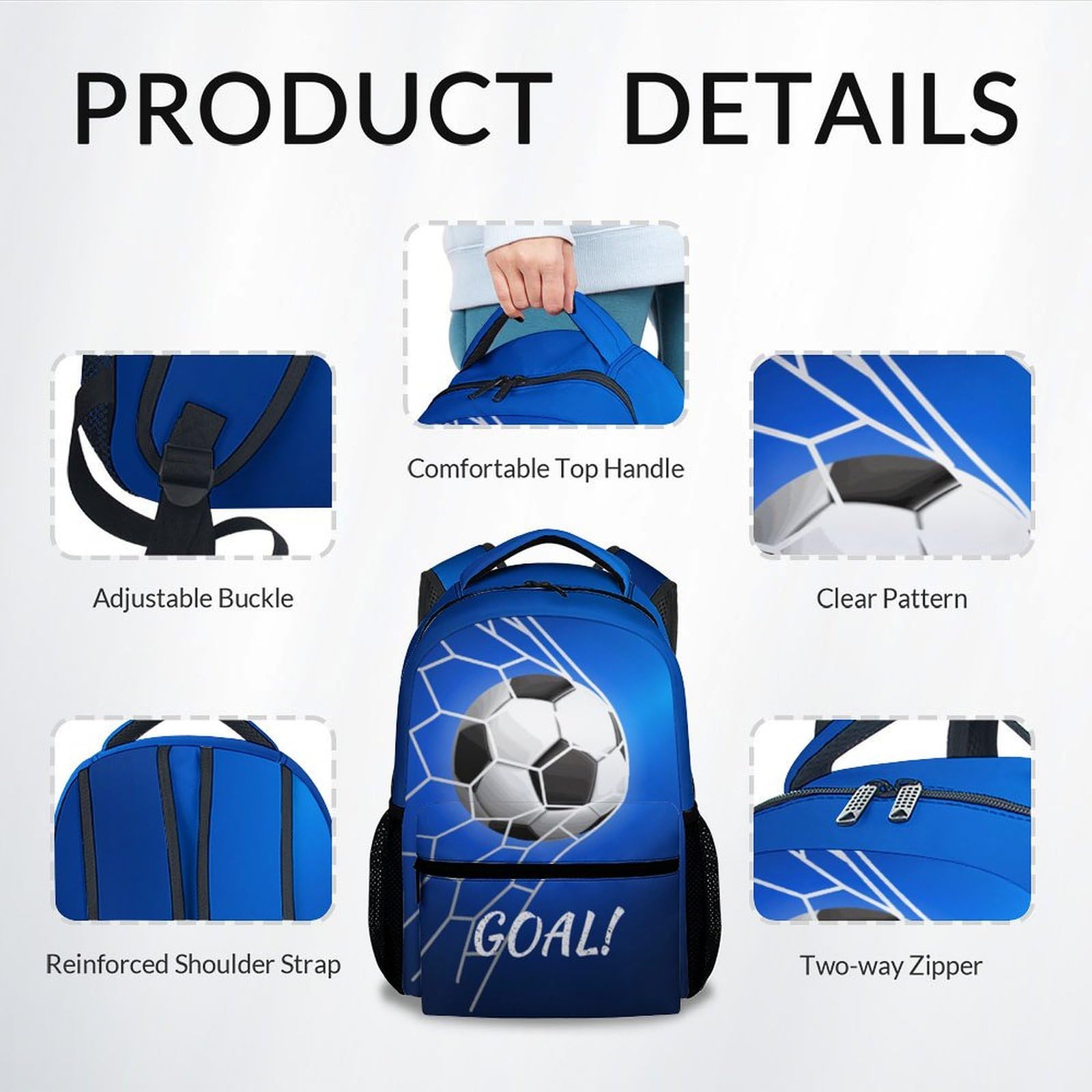 17 Inch Soccer Themed Backpack for Boys & Girls - Durable School Bookbag for Elementary & Middle School Students - Perfect for Sports, Travel & Daily Use