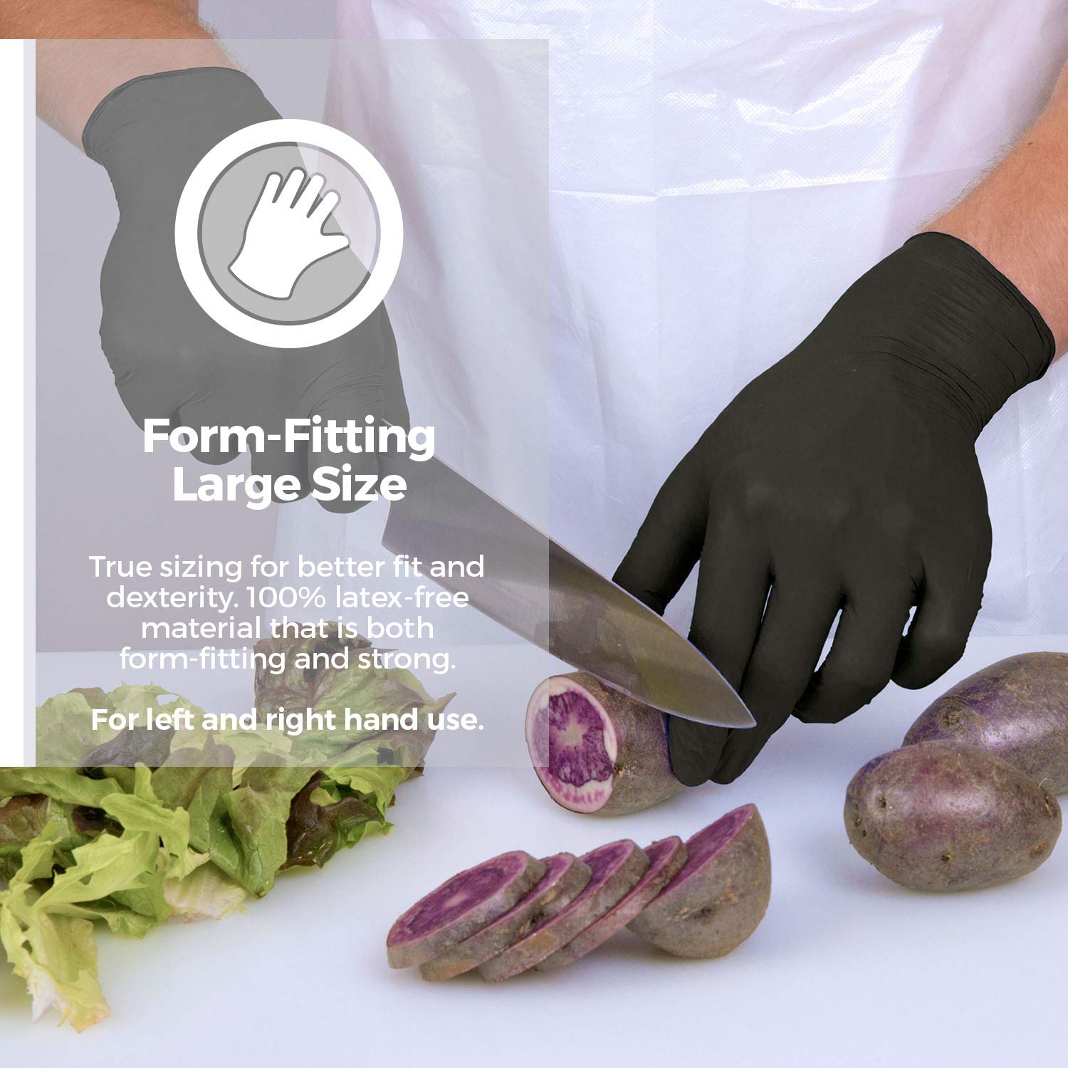Elara FNE503BK EverfitBLACK5G Nitrile Disposable Gloves - 5 mil Thick, Black, Powder Free, Food Safe, Non-Latex, Large Size (Case of 1000) - Ideal for Food Handling, Medical Use, Cleaning & Industrial Work