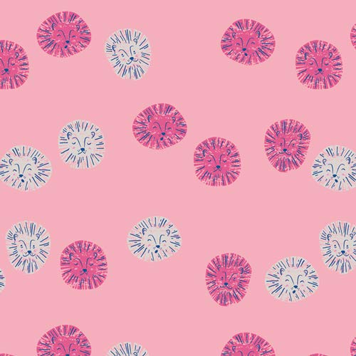 Art Gallery Fabrics Selva Lush Lions Love Cotton Fabric - Pink Jungle Animal Print for Quilting, Sewing & Home Decor Projects