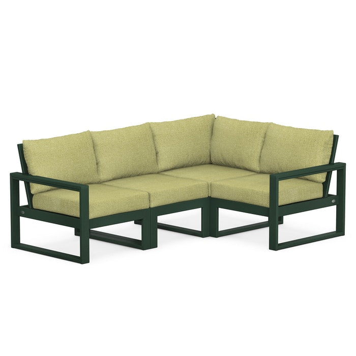 POLYWOOD EDGE 4-Piece Modular Deep Seating Set - Outdoor Patio Furniture for Backyard, Poolside & Garden - Durable All-Weather Wicker Sectional Sofa with Cushions