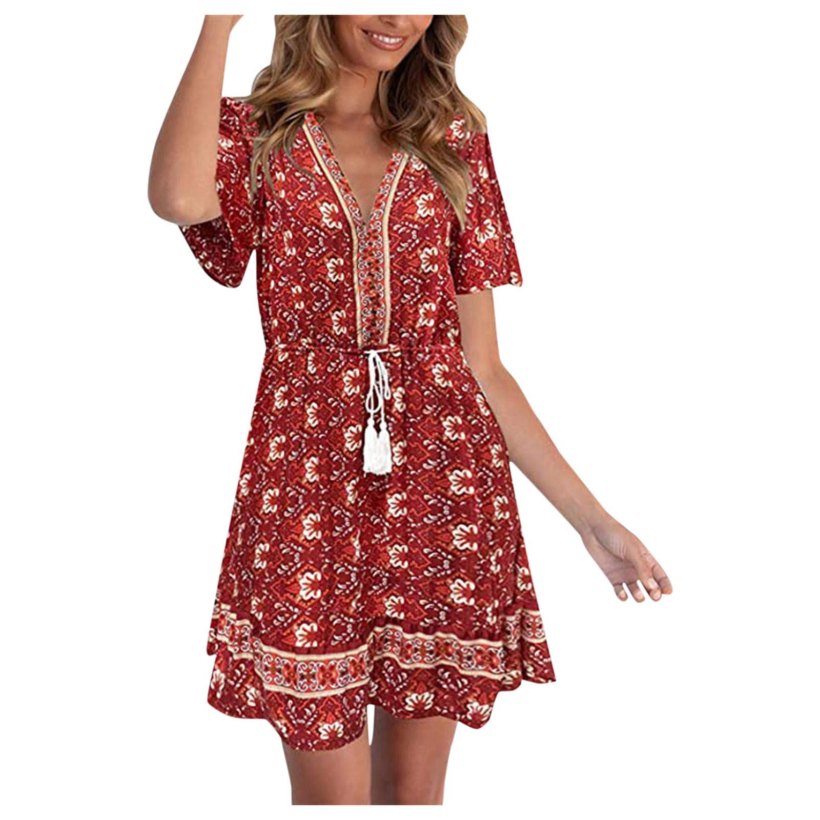 Litetao Women's Bohemian Floral Maxi Dress - Vintage Summer Boho Party & Beach Dress for Women & Girls | Perfect for Beach Vacations, Music Festivals & Outdoor Events