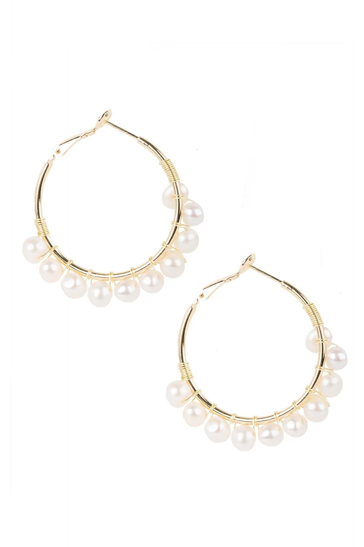 Freshwater Pearl Hoop Earrings for Women - Elegant 14K Gold Plated Dangle Earrings - Perfect for Weddings, Parties & Everyday Wear