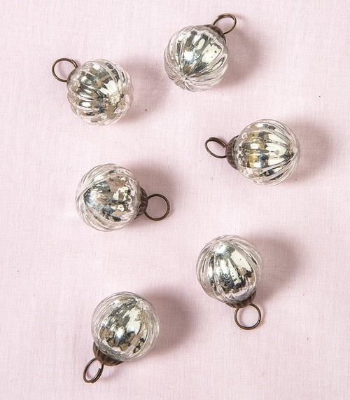 6 Pack Silver Large Mercury Glass Ball Ornaments - Elegant Christmas Tree Decorations for Holiday Home Decor & Party Decorating