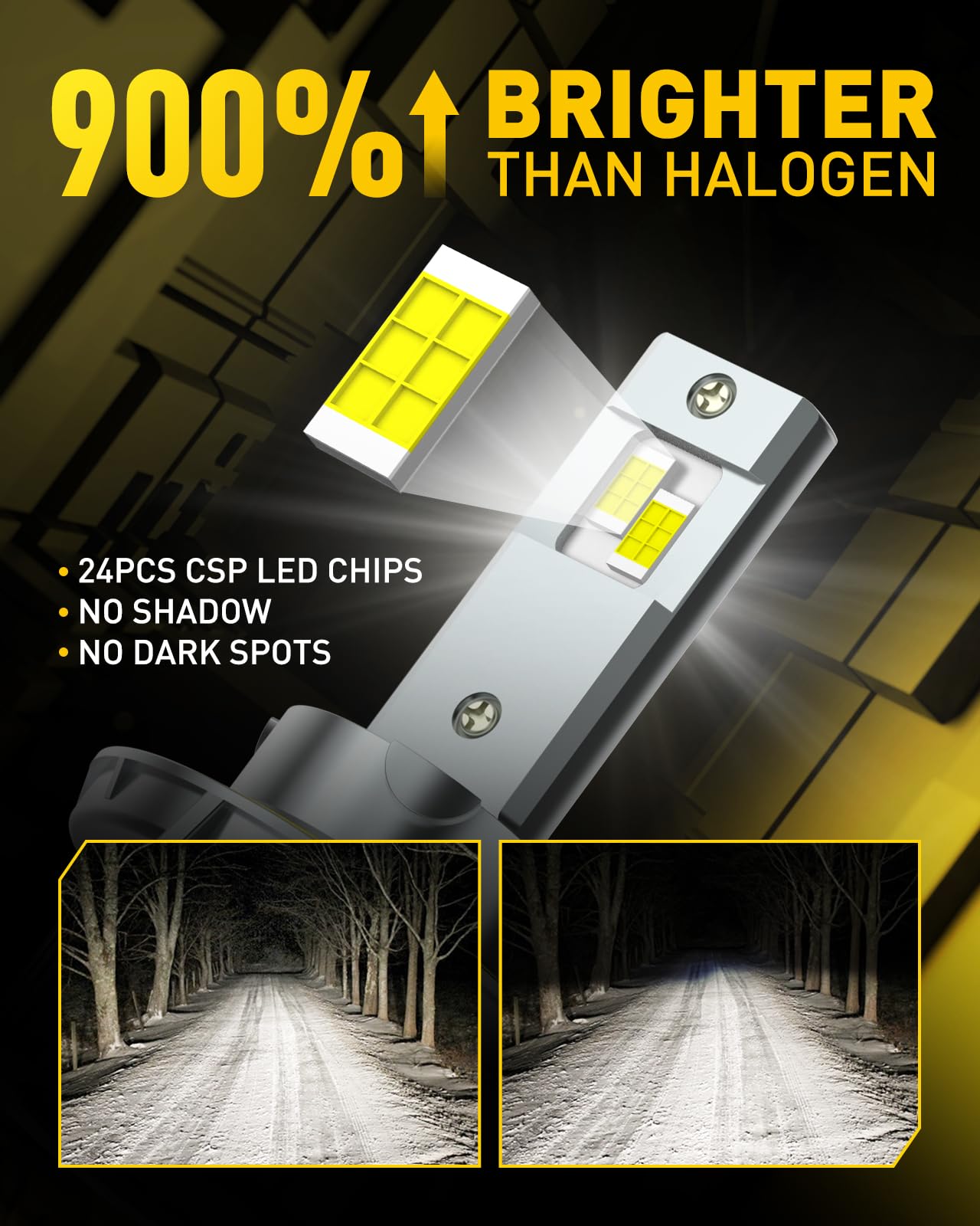 AUXITO H13/9008 LED Bulbs - 900% Brighter 120W 30000LM, 6500K Cool White, Plug & Play Halogen Replacement, CANBUS Ready (Pack of 2) - Perfect for Jeep Wrangler, Ford F-150, Dodge Ram Headlight Upgrade