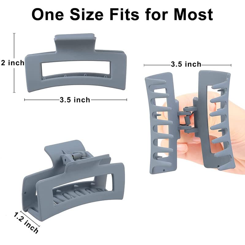 8pcs Non-Slip Acrylic Banana Hair Claw Clips Set - 3.5 Inch Rectangle Matte Hair Clamps for Women & Girls (Perfect for School, Work, Gym & Everyday Hairstyling)