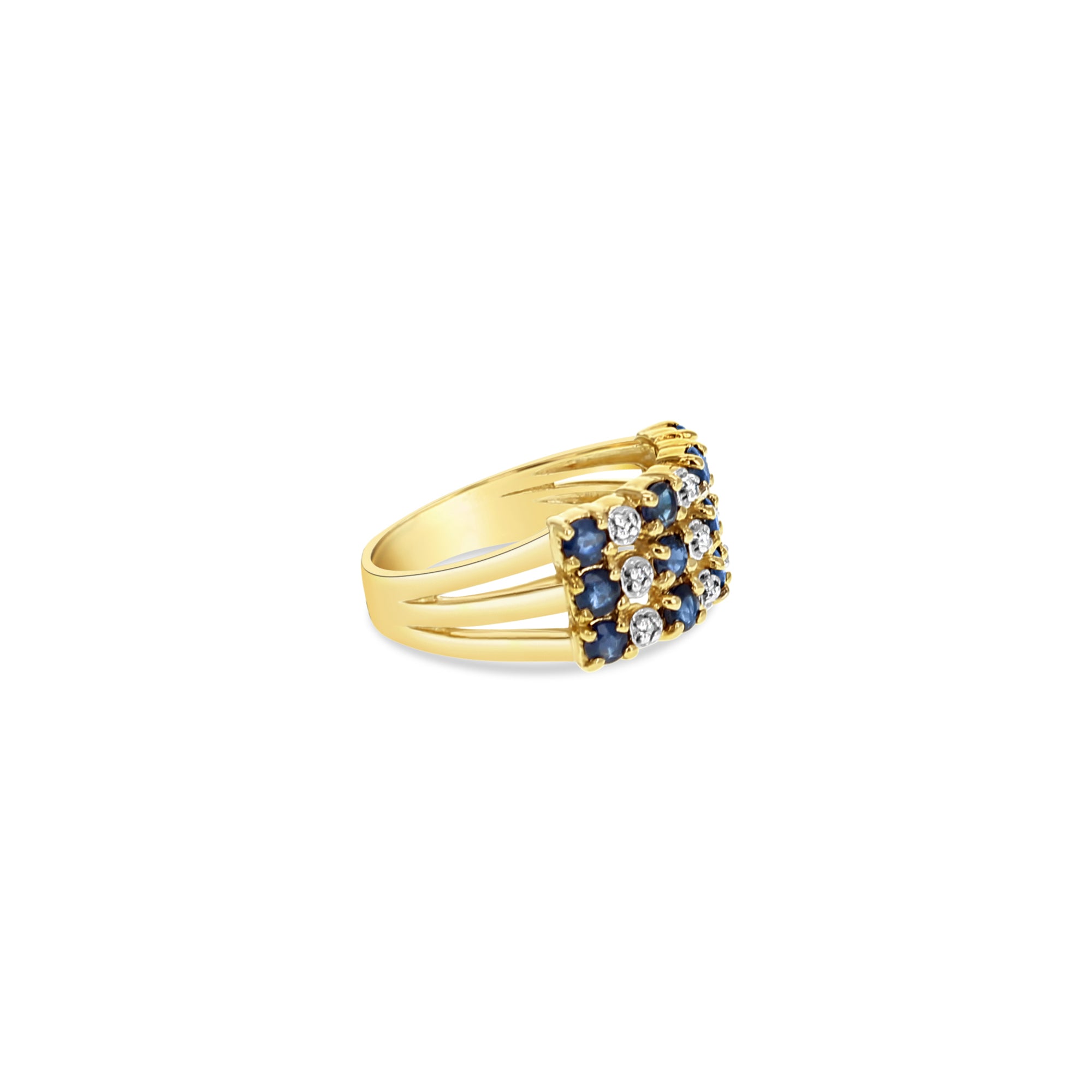 14k Yellow Gold Diamond & Sapphire Multi Stack Ring for Women - Elegant Layered Stackable Rings for Everyday Wear, Anniversary & Gift Giving