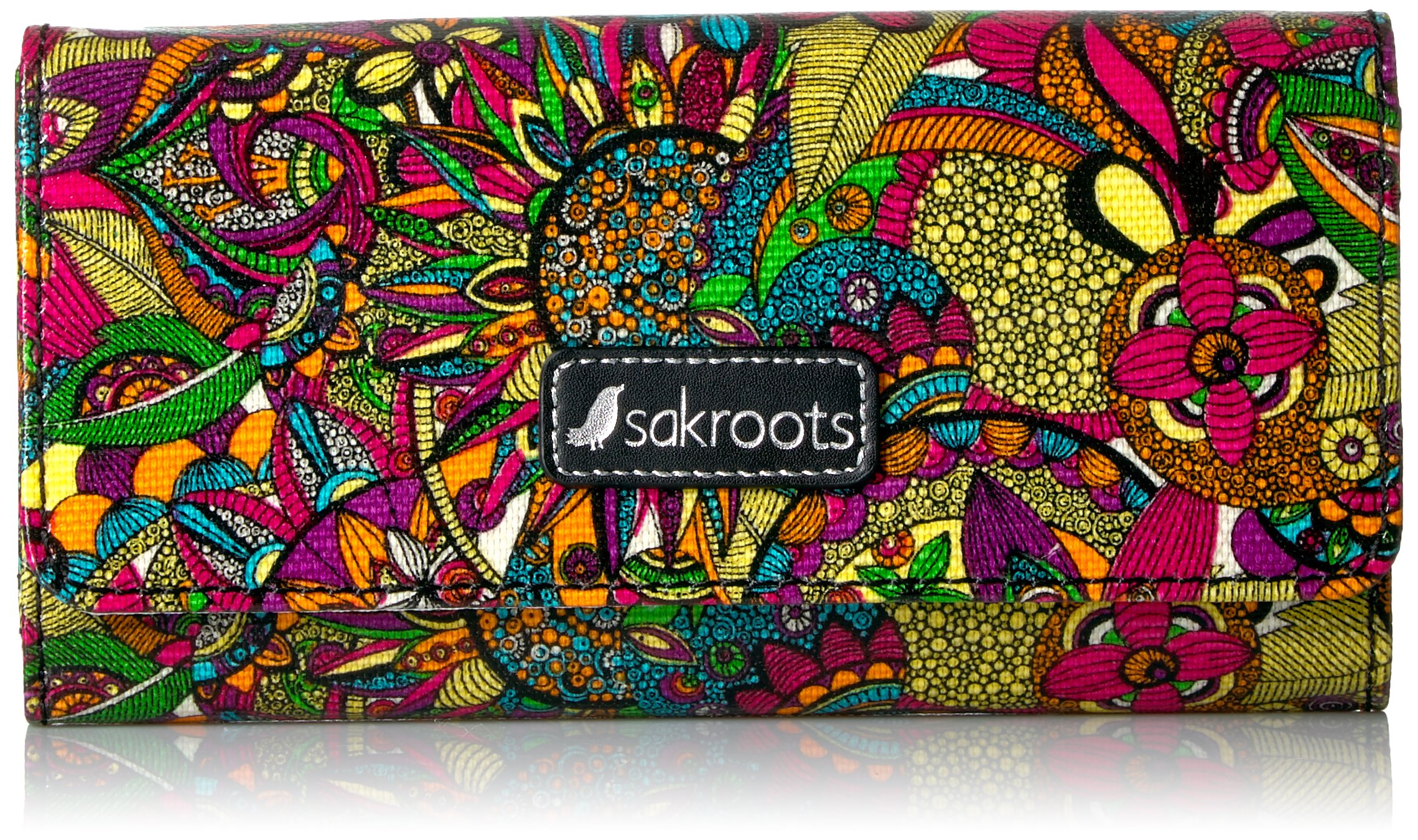Sakroots Women's Vegan Leather Megan Snap Trifold Wallet - RFID Blocking, Multiple Card Slots & ID Window - Perfect for Everyday Use, Travel & Gift Giving