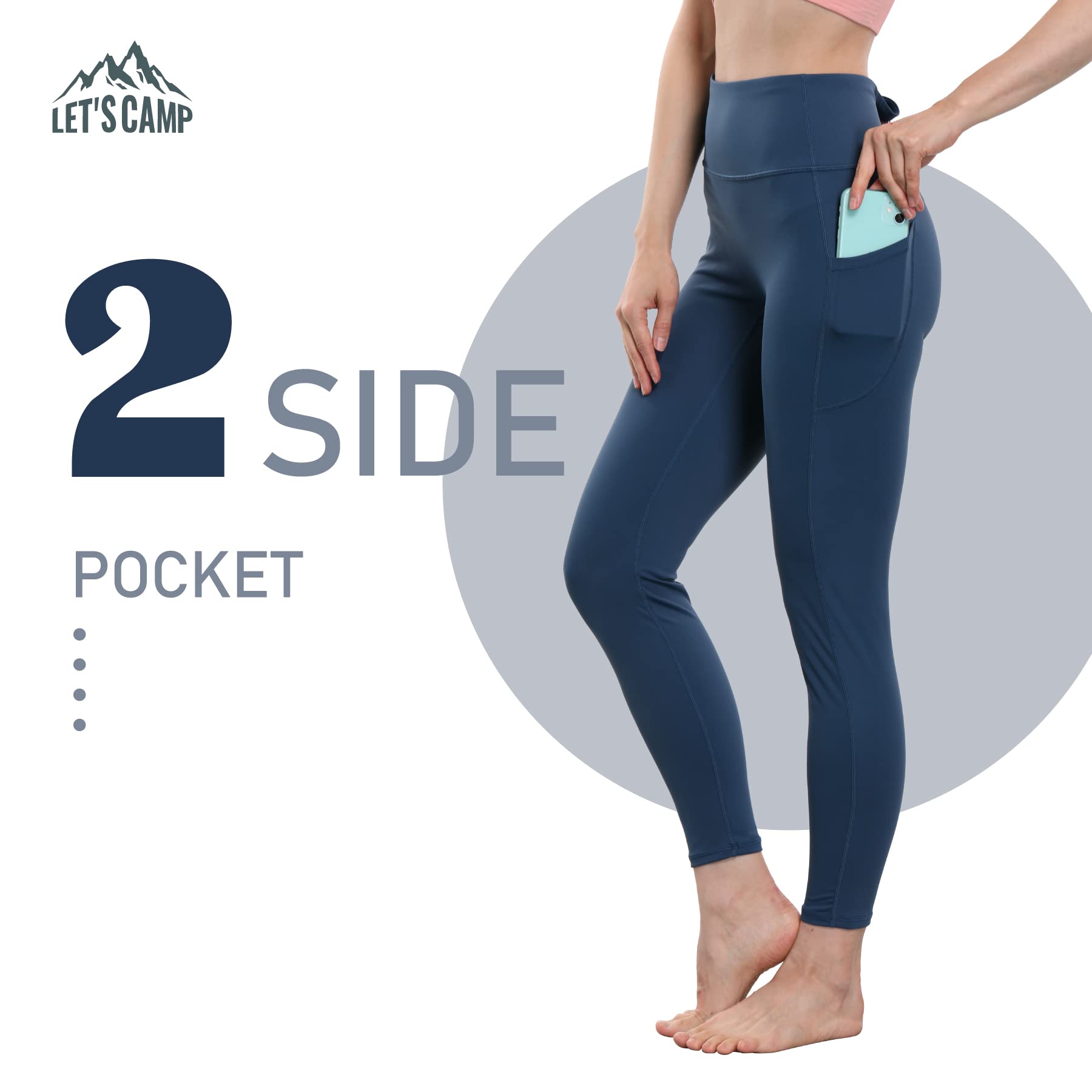 LET’S CAMP High Waisted Leggings with Pockets for Women - Tummy Control Workout Running Yoga Leggings - Comfortable & Stretchy Activewear for Gym, Lounge & Everyday Wear
