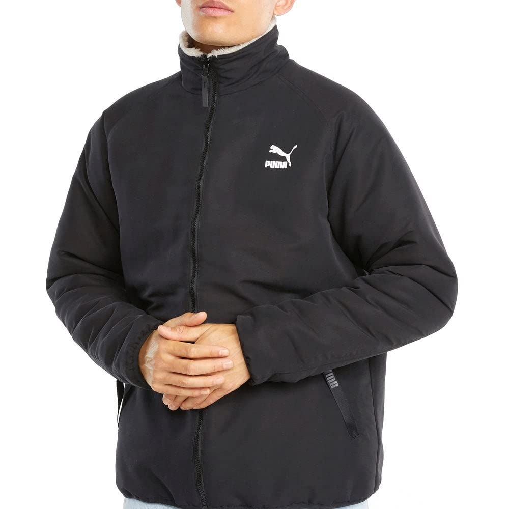 Puma Men's Reversible Sherpa Jacket - Black | Warm Casual Outerwear for Winter & Outdoor Activities