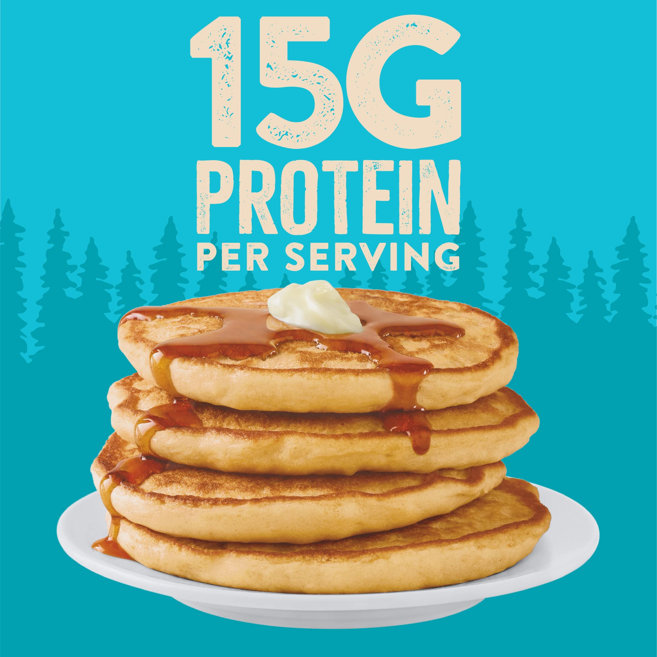 Krusteaz Protein Pancake Mix - Buttermilk Flavor, 100% Whole Grain Flour, 15g Protein Per Serving, Easy Just Add Water, Great for Waffles Too (1.25 Pound, Pack of 4) - Perfect for Healthy Breakfast, Post-Workout Meal & Family Brunch