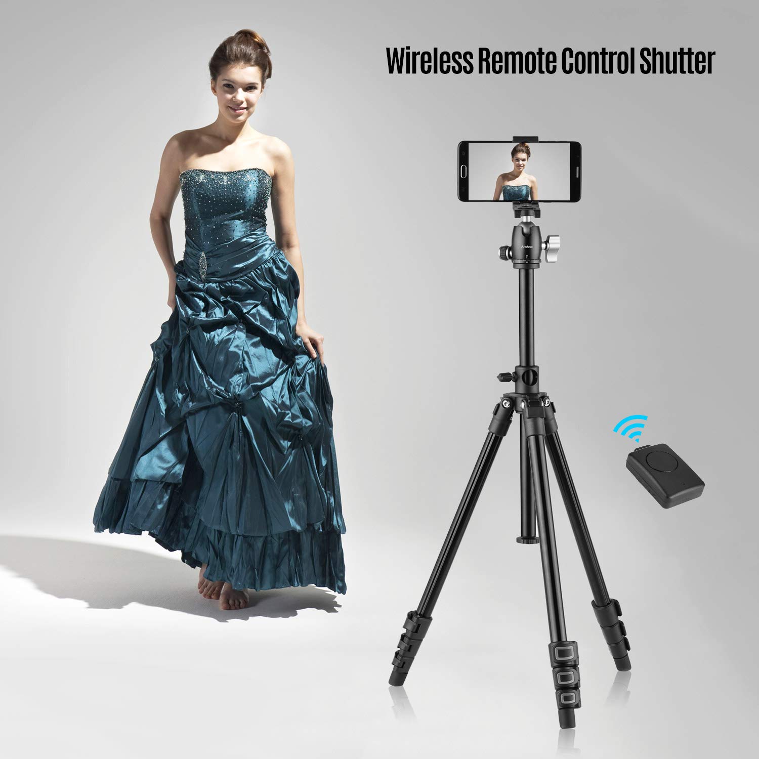 Professional HUIOP Q160H Portable Camera Tripod with 360° Ball Head - Lightweight Travel Tripod for DSLR, Smartphones & Action Cameras | Includes Phone Holder & Remote | Perfect for Vlogging, Photography & Outdoor Adventures