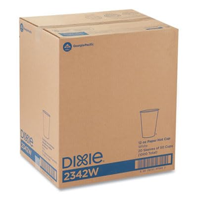 GP PRO Dixie 12 oz White Disposable Paper Coffee Cups - 1000 Count (50 Cups/Sleeve, 20 Sleeves/Case) - Perfect for Offices, Cafes, and Catering Events