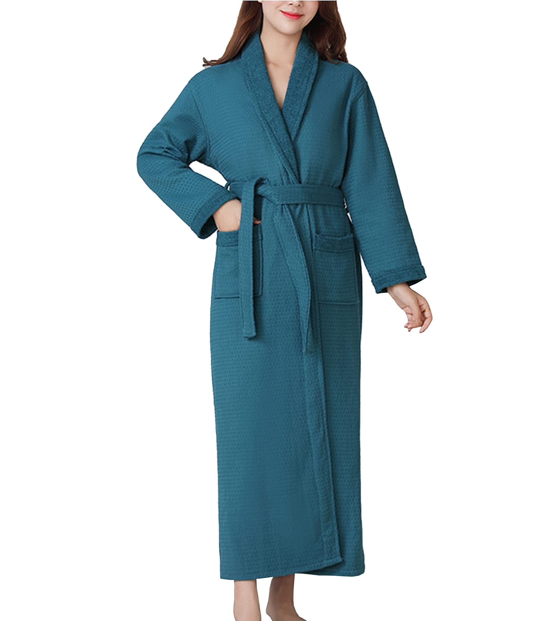 **Soft & Breathable Pure Cotton Bathrobe for Men & Women - V-Neck Kimono Style Sleepwear, Loungewear & Lightweight Housecoat - Perfect for Spa, Relaxation & Home Comfort**
