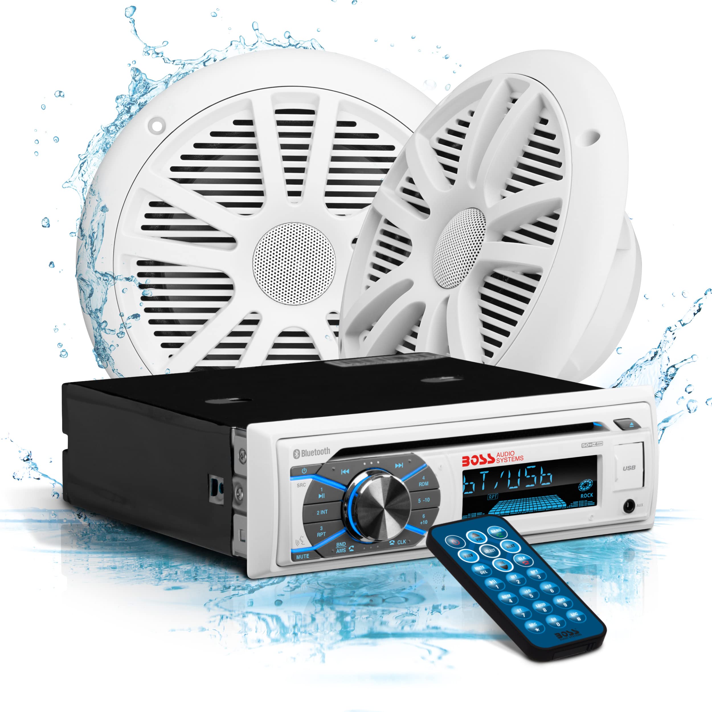 BOSS Audio Systems MCK508WB.6 Marine Boat Bluetooth Stereo System with 6.5 Inch Speakers - Waterproof CD/DVD Player, AM/FM Radio Receiver, Dipole Antenna | Perfect for Boats, Yachts & Outdoor Marine Entertainment