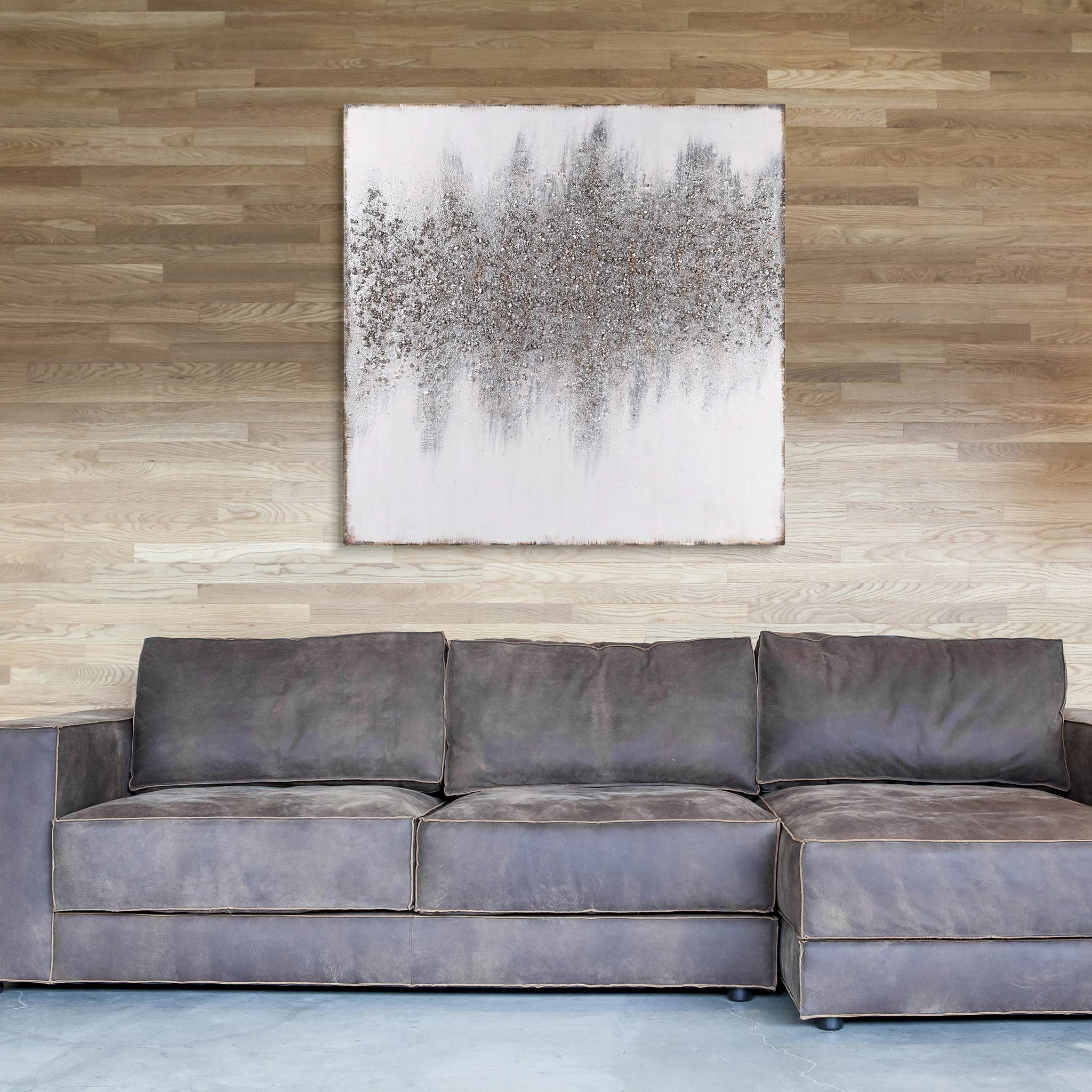 Martin Edwards Hand Painted Abstract Wall Art Canvas - Golden Dust Textured Painting 48x48 Inches Unframed - Modern Home Decor for Living Room, Bedroom & Office