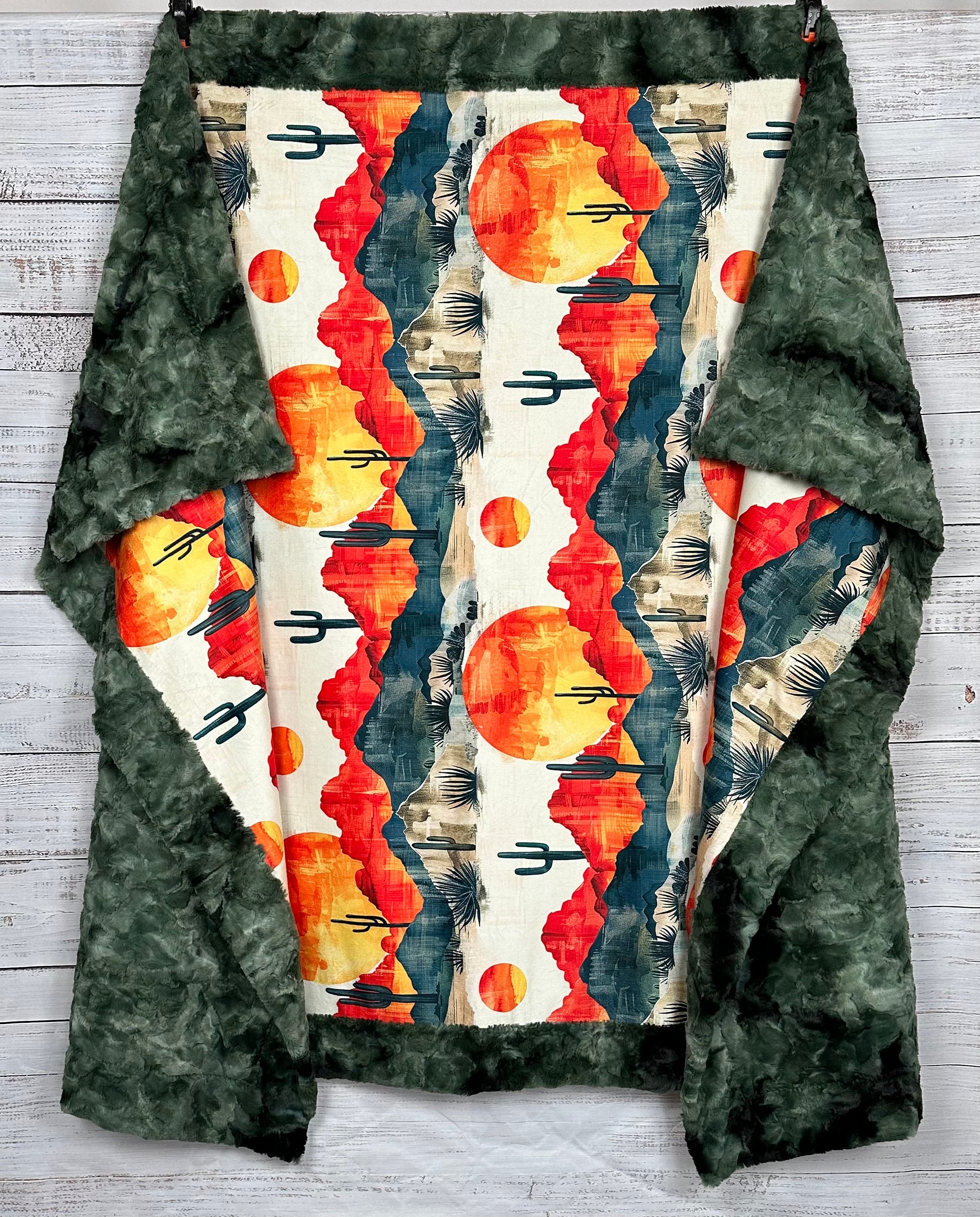 Arizona Landscape Camo Print Luxe Large 55x79 Minky Blanket - Soft & Cozy for Bedroom, Living Room, or Outdoor Adventures