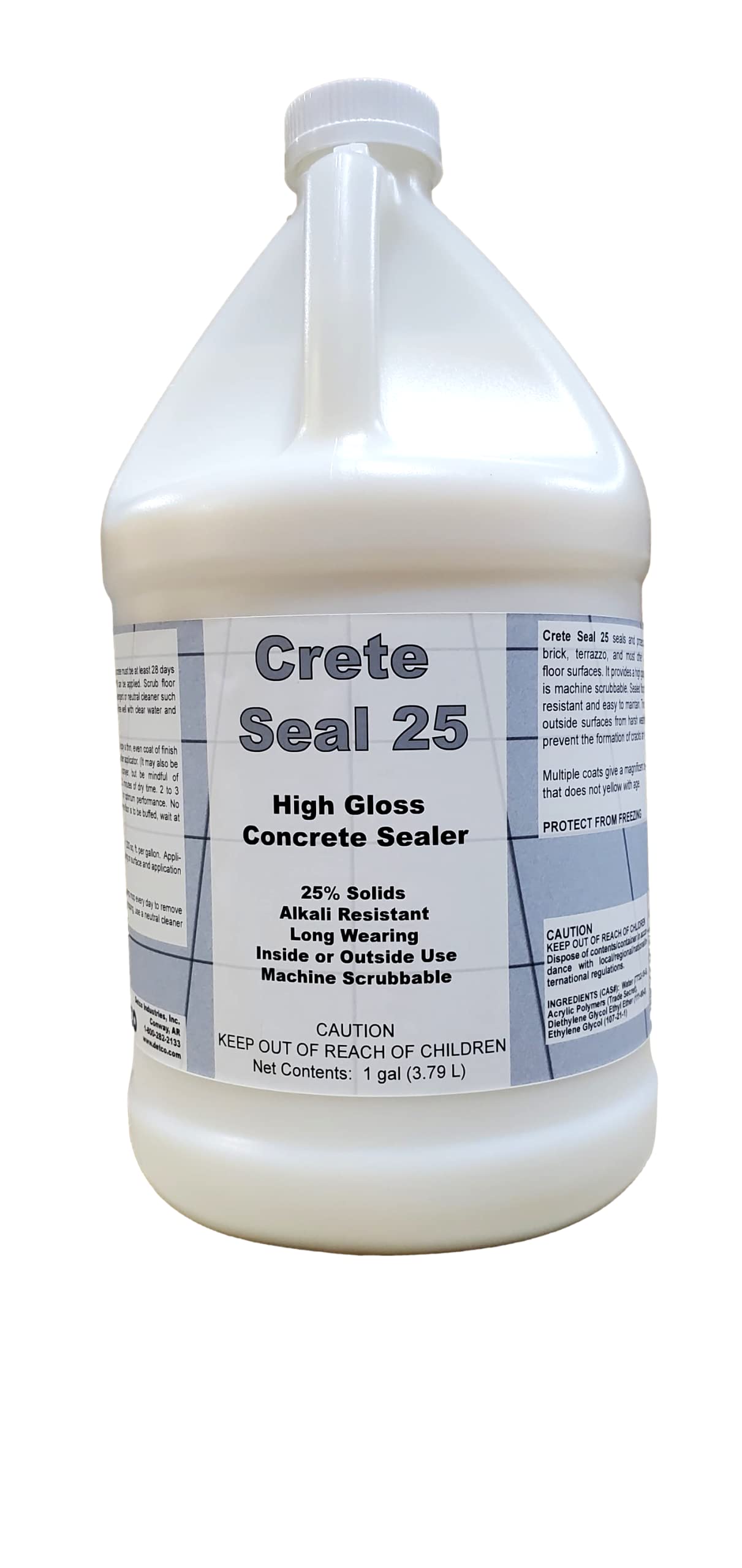 Crete Seal 25 - Premium Concrete Sealer for Brick, Terrazzo Walls & Floors | 1 Gallon High-Gloss Protective Coating | Ideal for Driveways, Patios & Basements